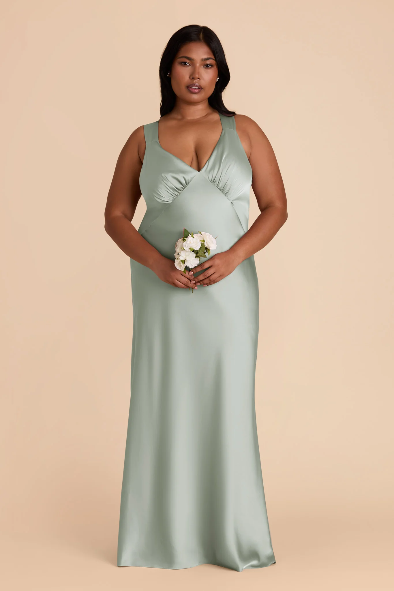 Veronica Matte Satin Dress - Sage - Image 8