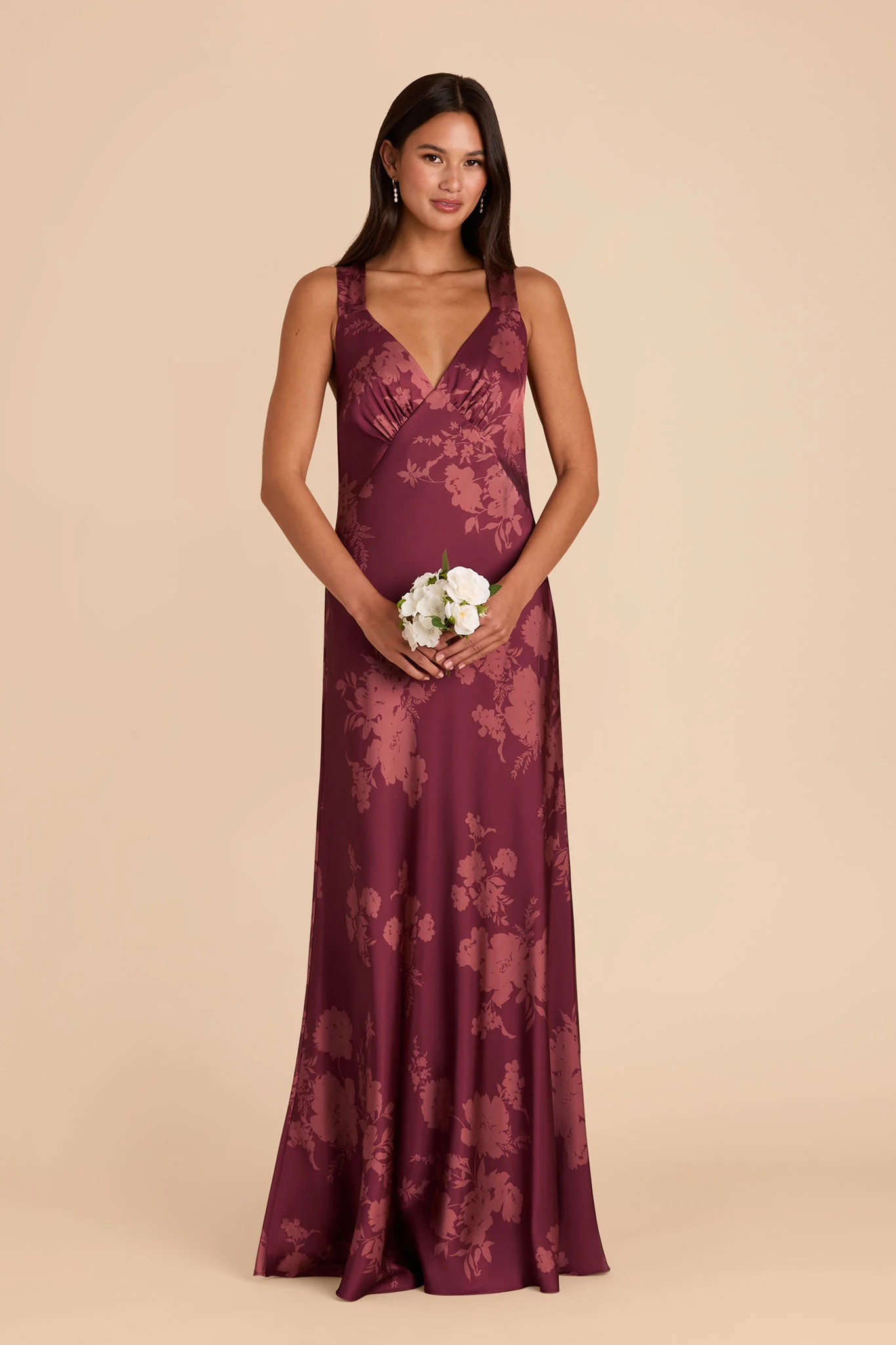 Veronica Matte Satin Dress - Sangria Whimsical Blooms - Image 2