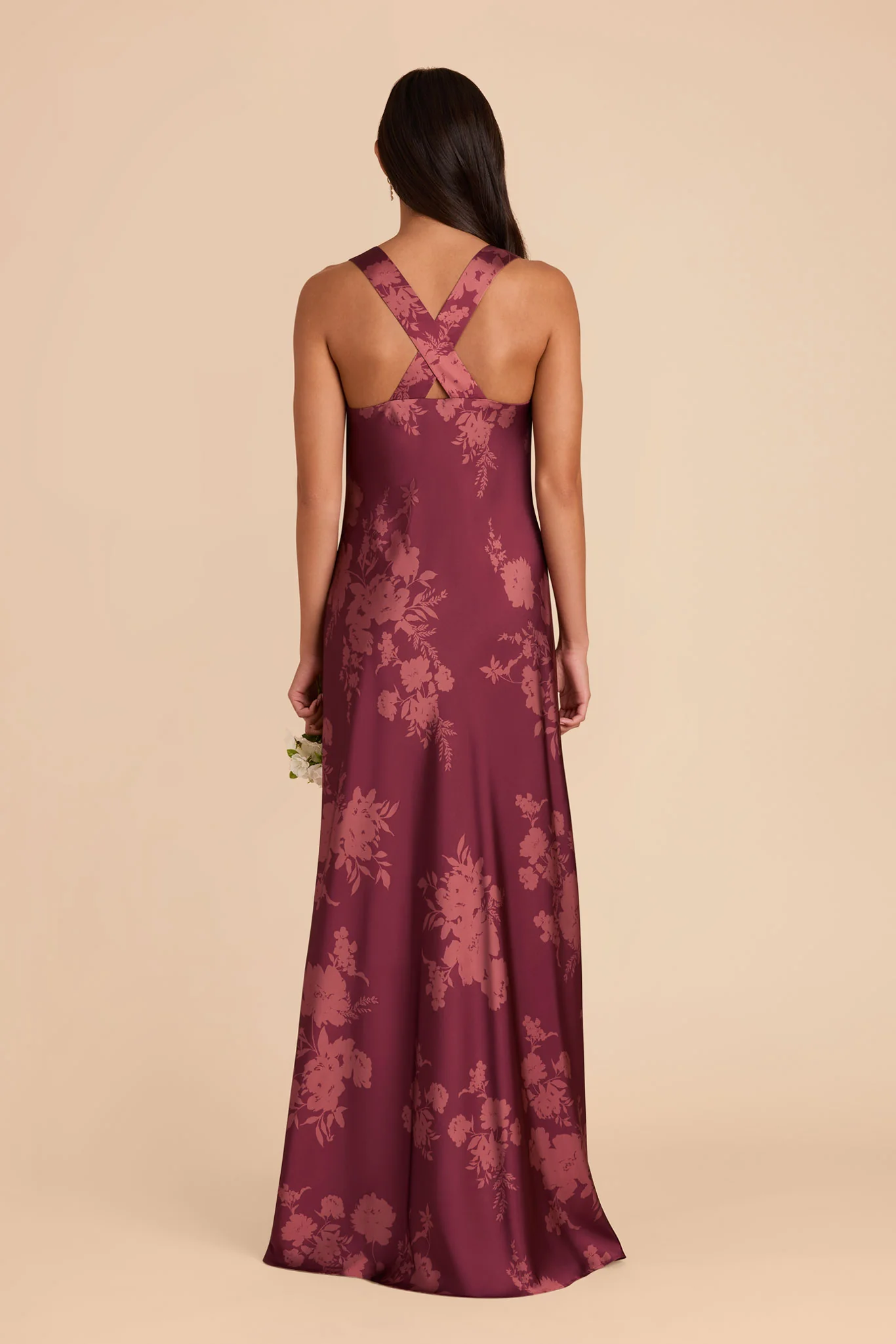 Veronica Matte Satin Dress - Sangria Whimsical Blooms - Image 4