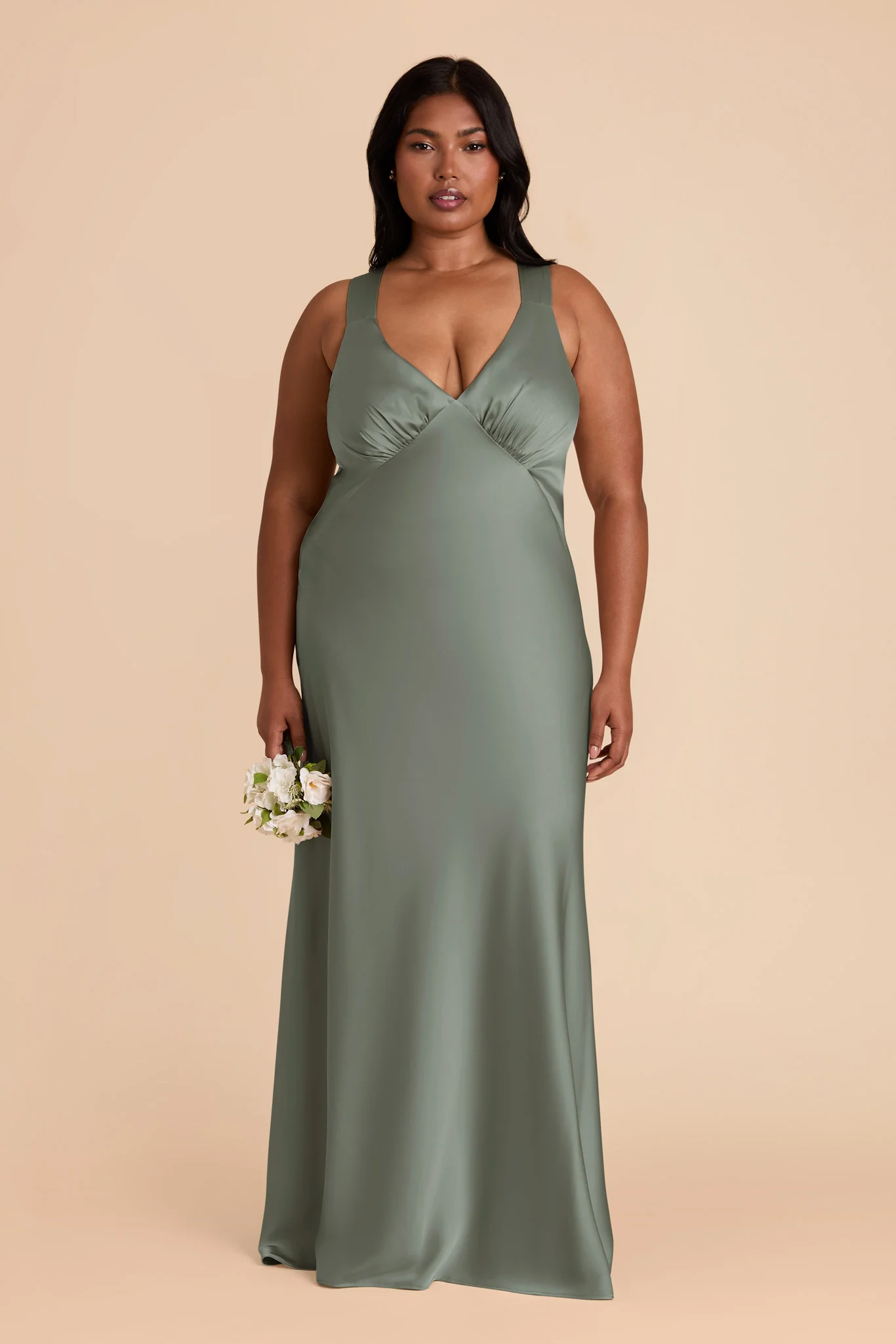 Veronica Matte Satin Dress - Sea Glass - Image 2