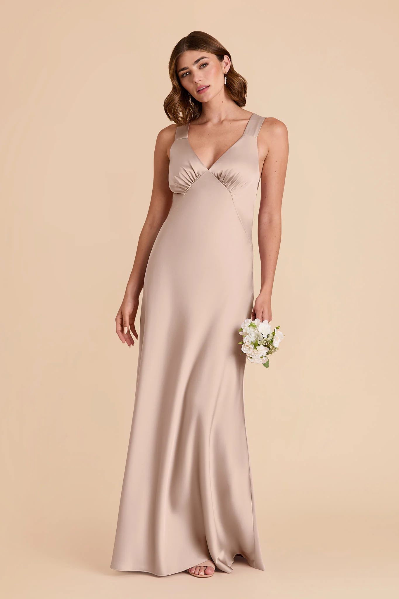 Veronica Matte Satin Dress - Taupe - Image 4