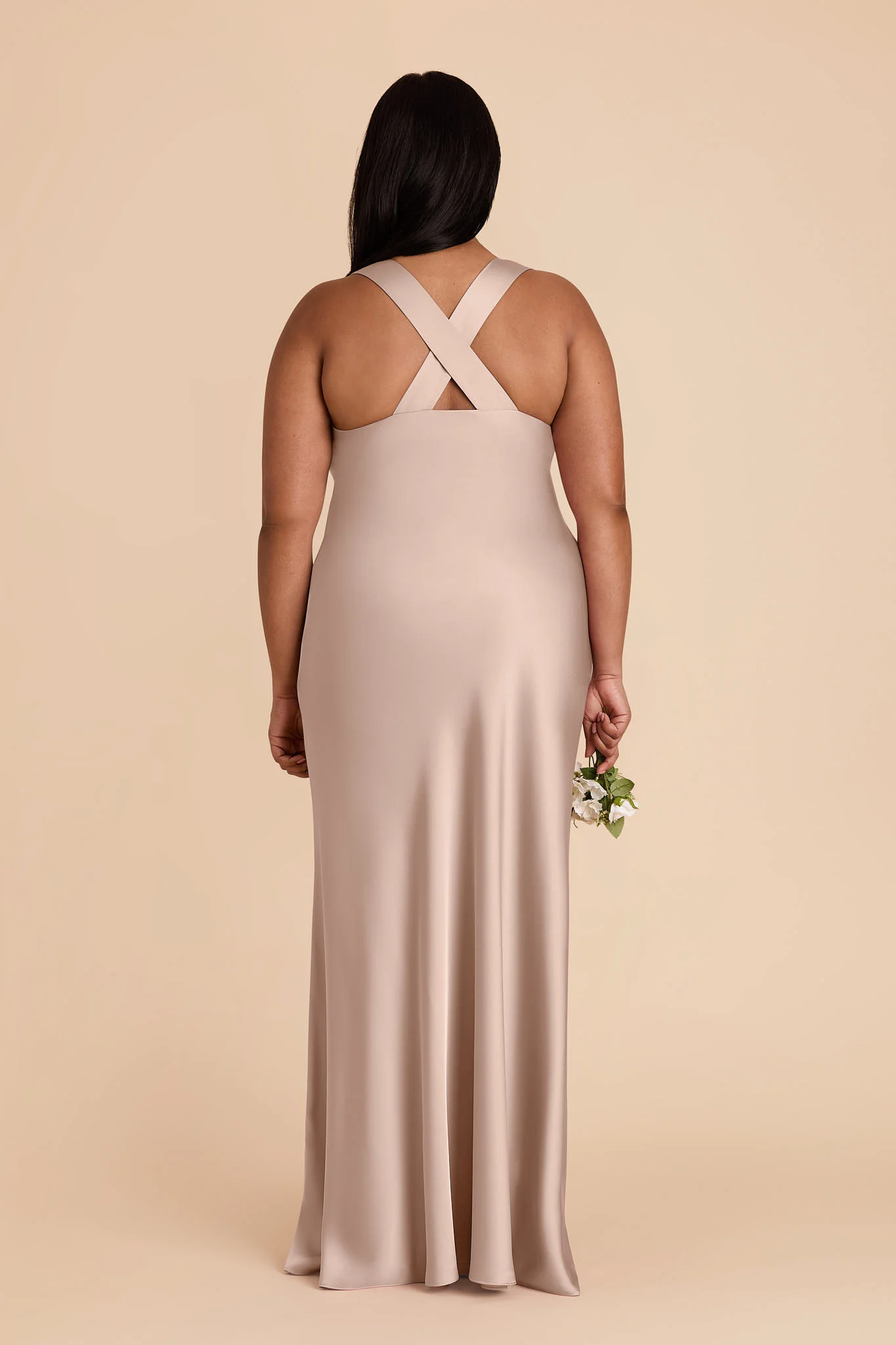 Veronica Matte Satin Dress - Taupe - Image 9
