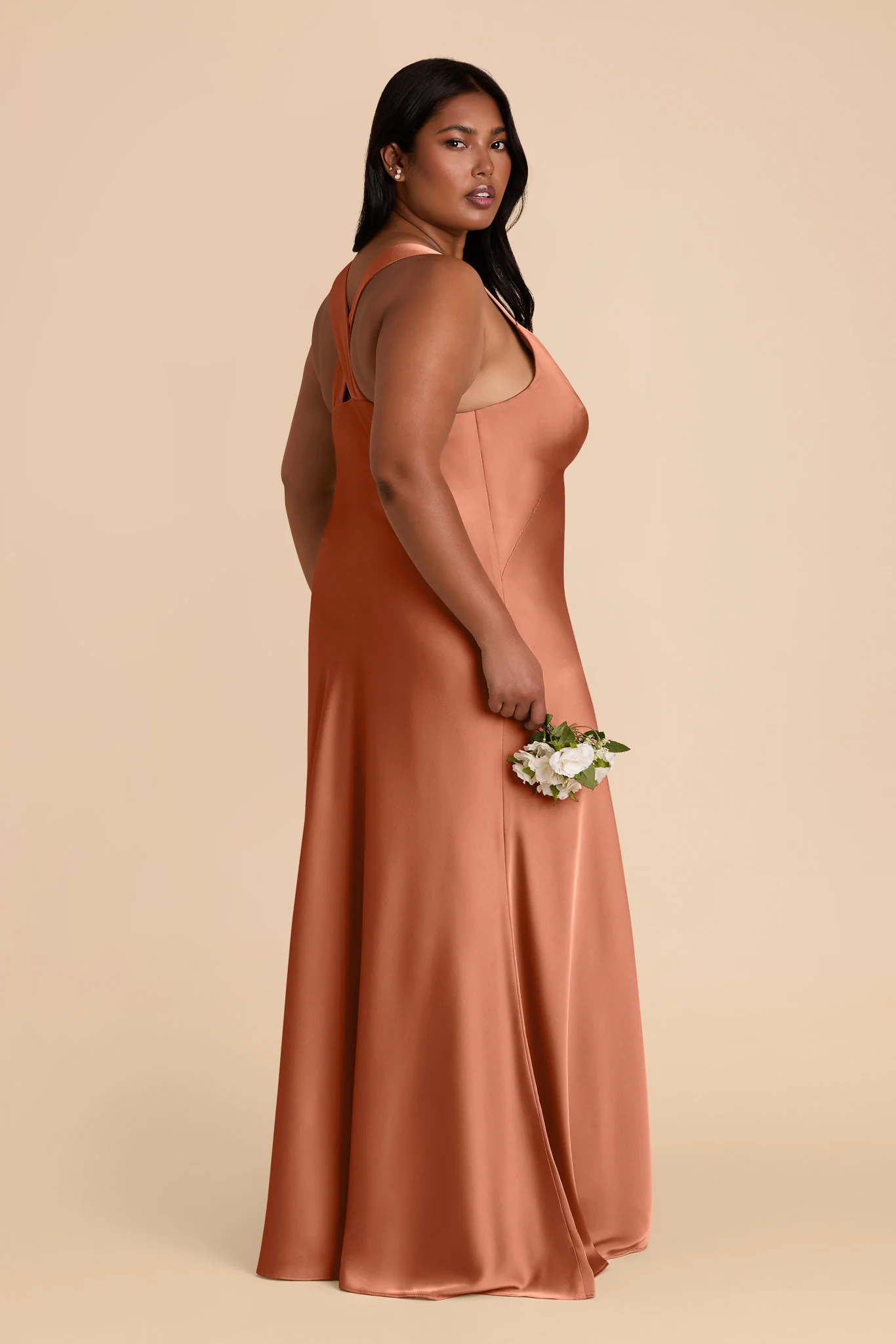 Veronica Matte Satin Dress - Terracotta - Image 10