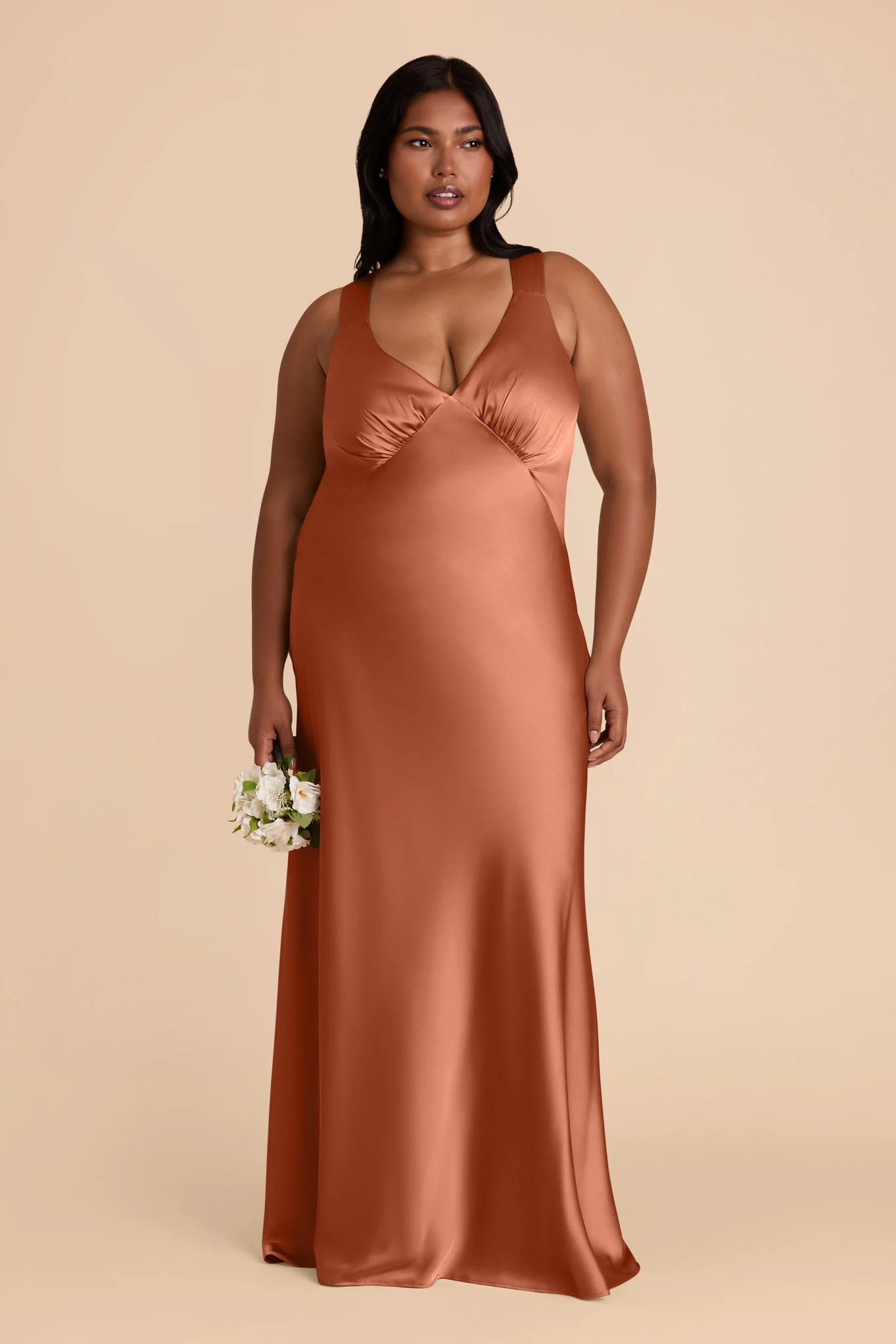 Veronica Matte Satin Dress - Terracotta - Image 3