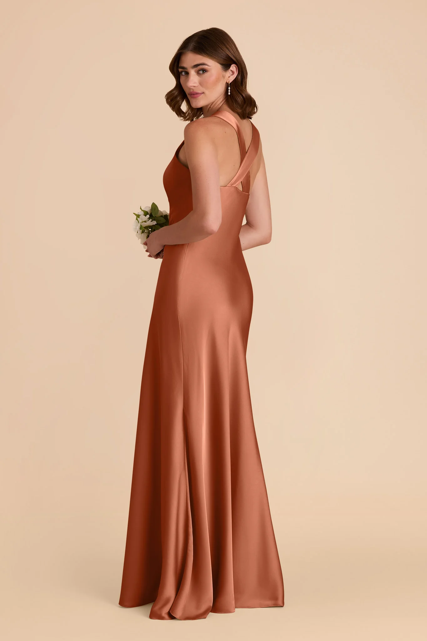 Veronica Matte Satin Dress - Terracotta - Image 6