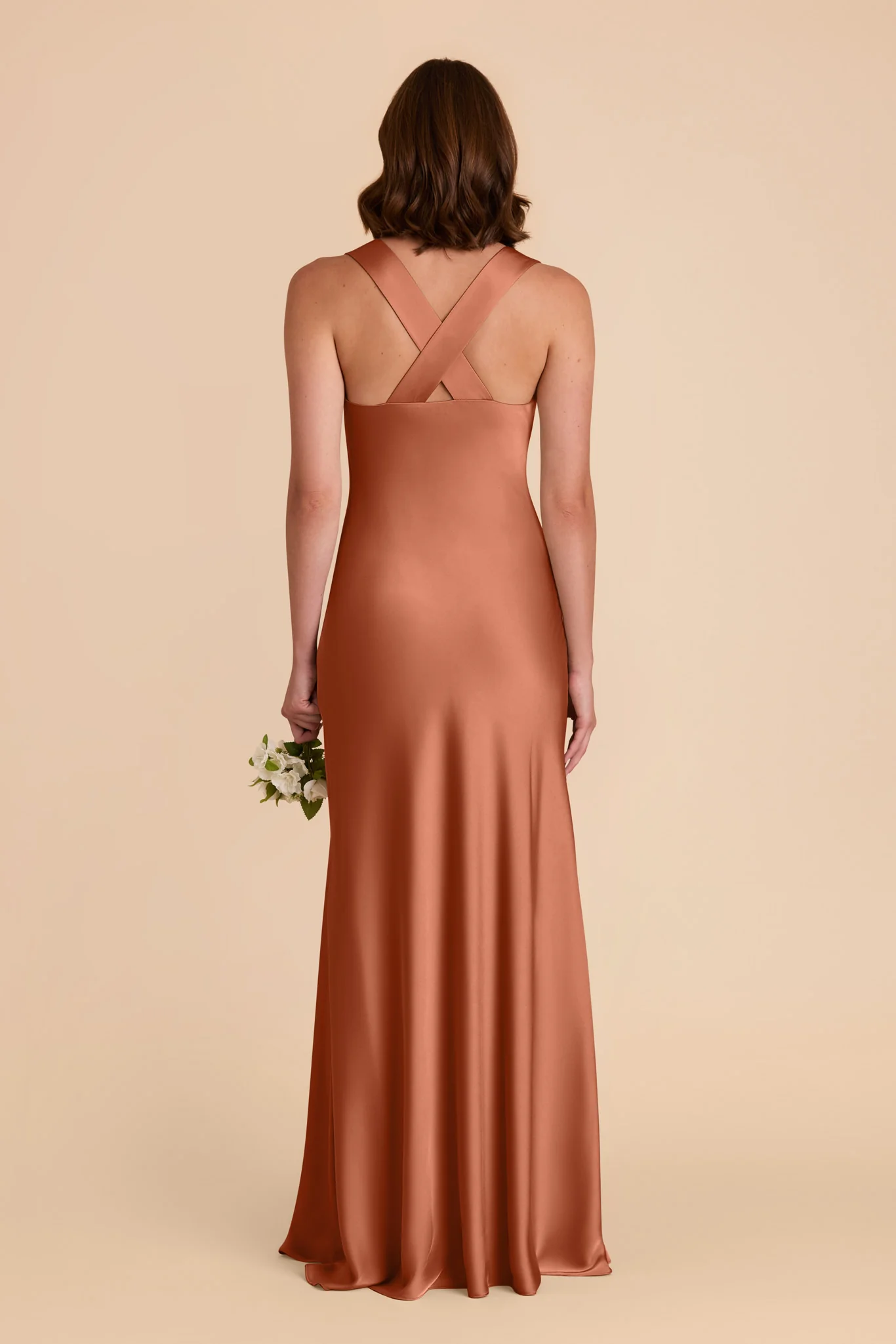 Veronica Matte Satin Dress - Terracotta - Image 7