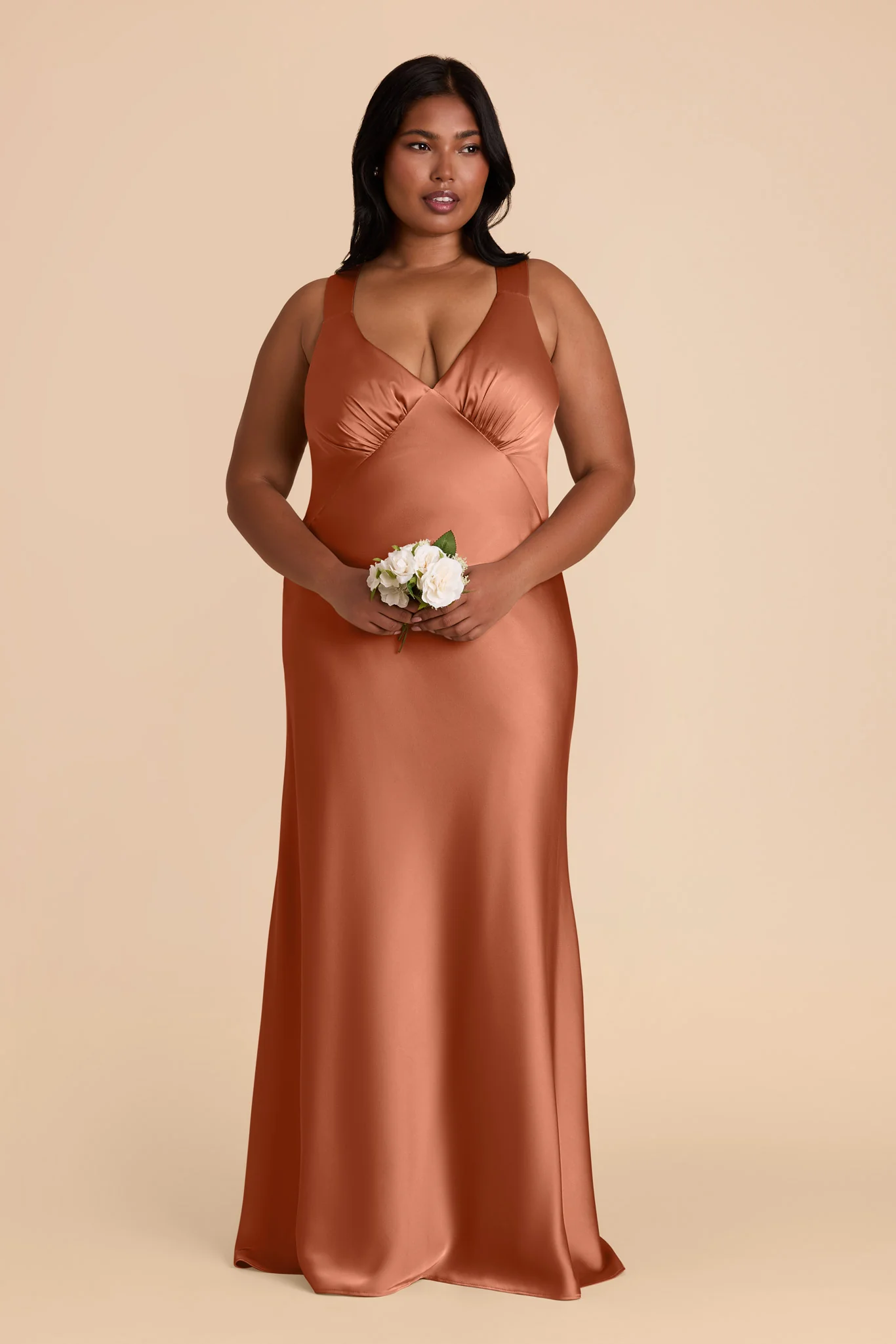 Veronica Matte Satin Dress - Terracotta - Image 9