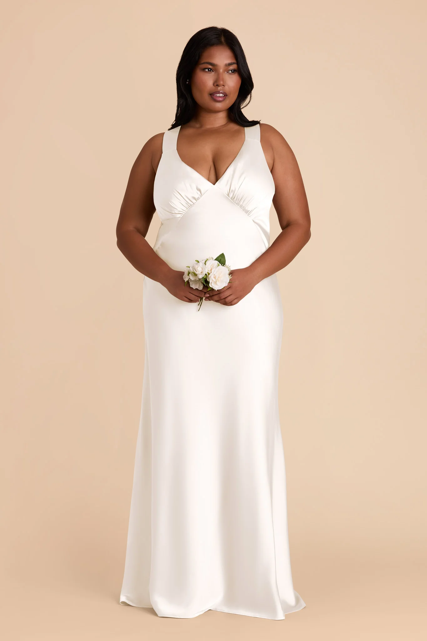 Veronica Matte Satin Dress - White - Image 2