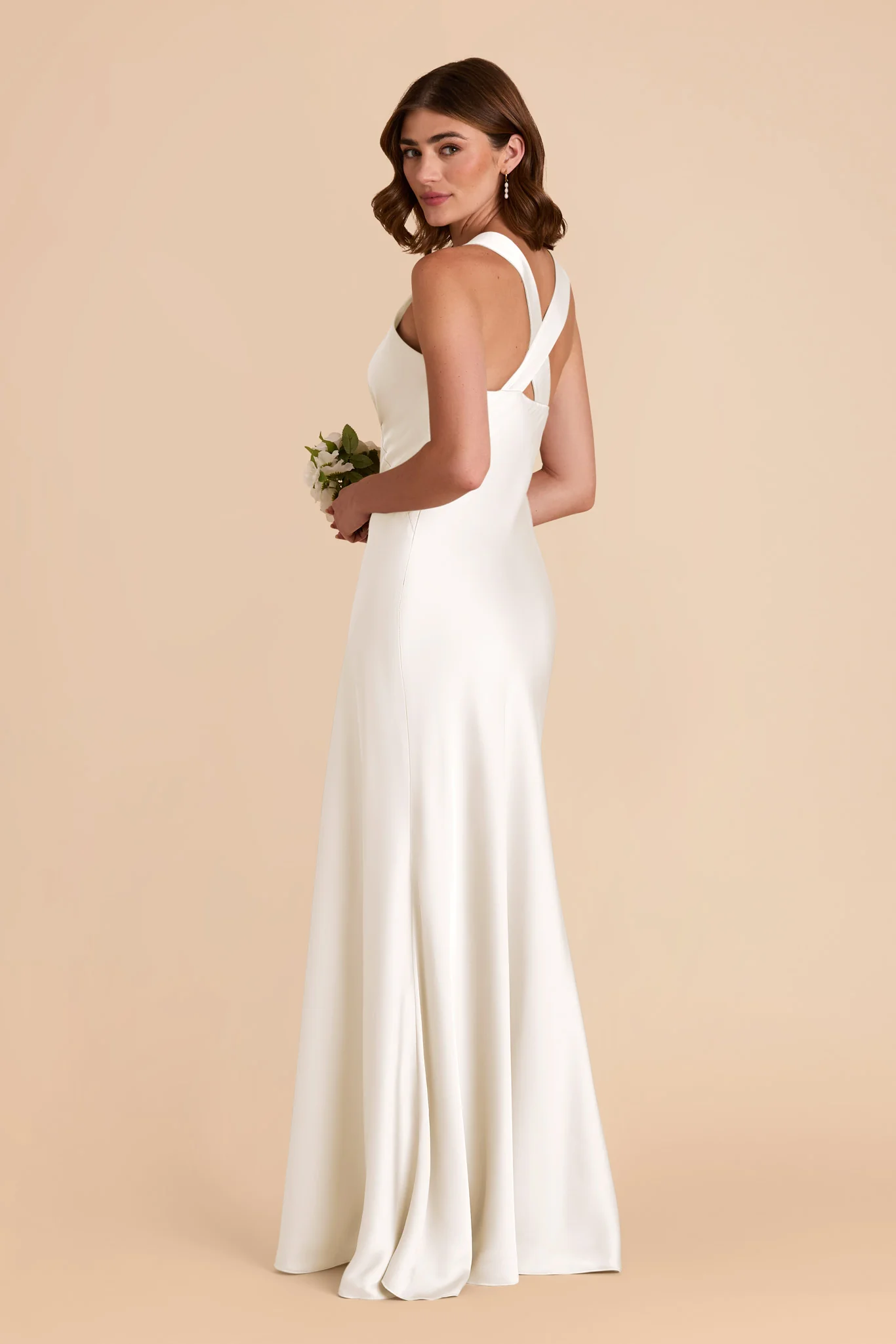 Veronica Matte Satin Dress - White - Image 5