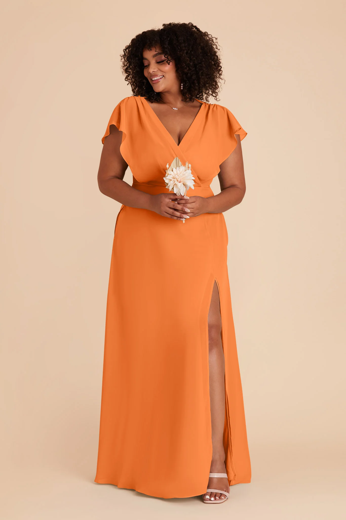 Violet Chiffon Dress - Apricot - Image 2