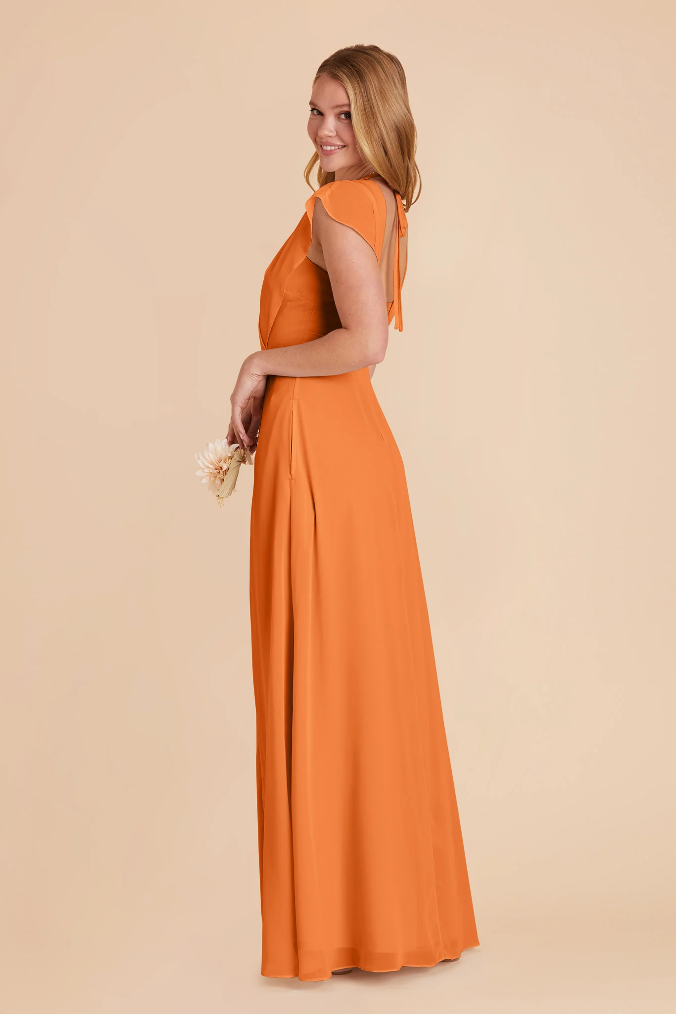 Violet Chiffon Dress - Apricot - Image 5