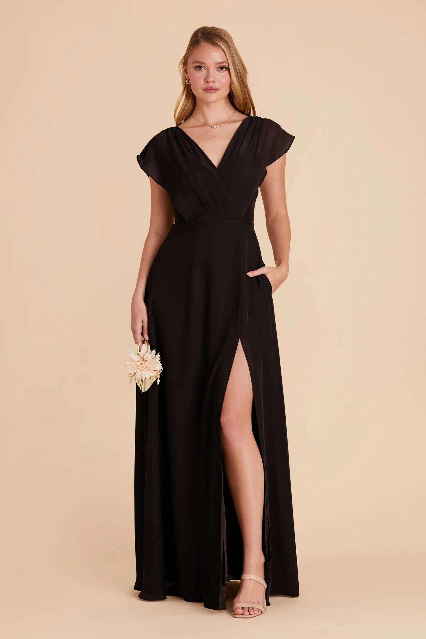 Violet Chiffon Dress - Black - Image 5