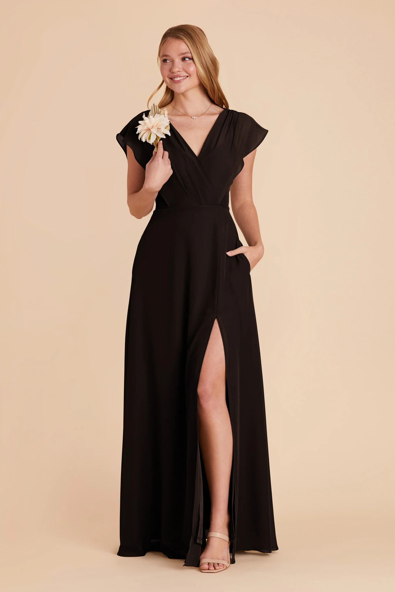 Violet Chiffon Dress - Black - Image 7