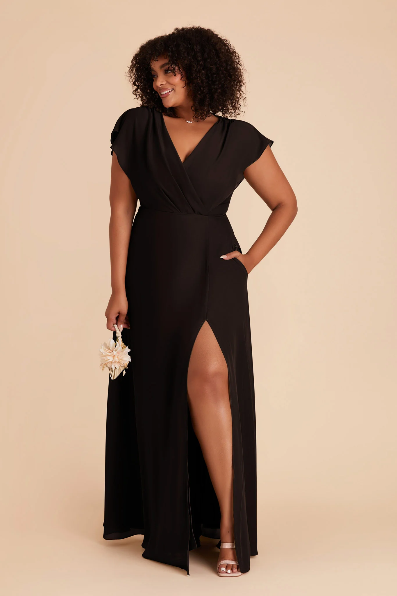 Violet Chiffon Dress - Black - Image 9
