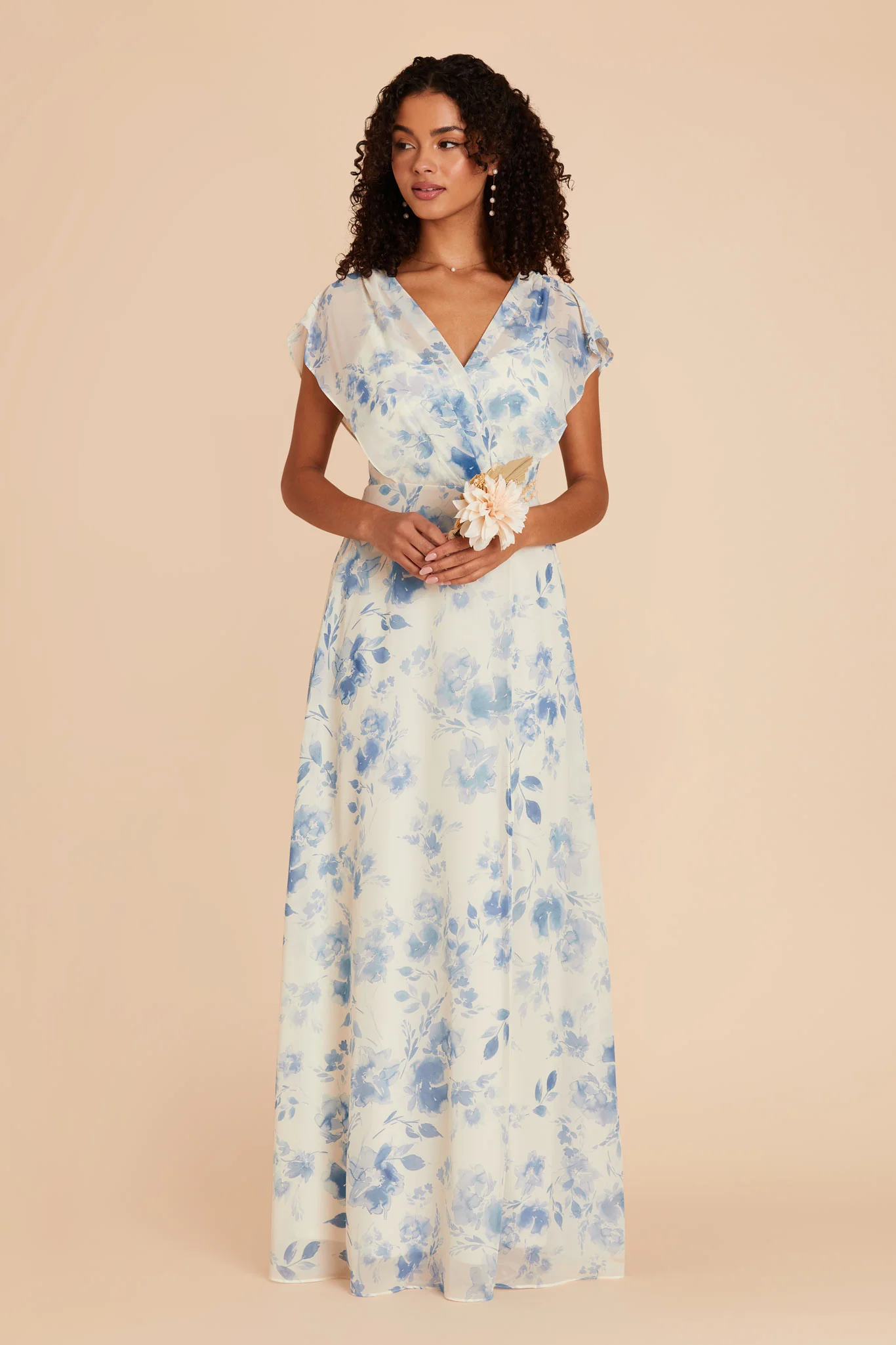 Violet Chiffon Dress - Blue Rococo Floral - Image 3