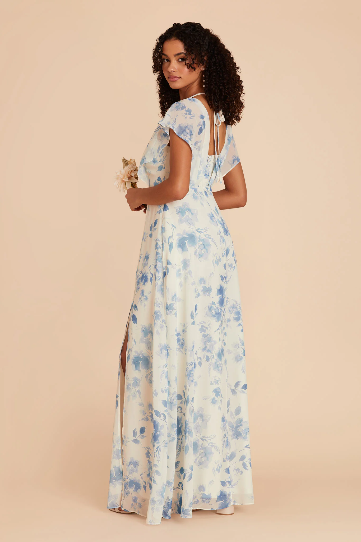 Violet Chiffon Dress - Blue Rococo Floral - Image 5
