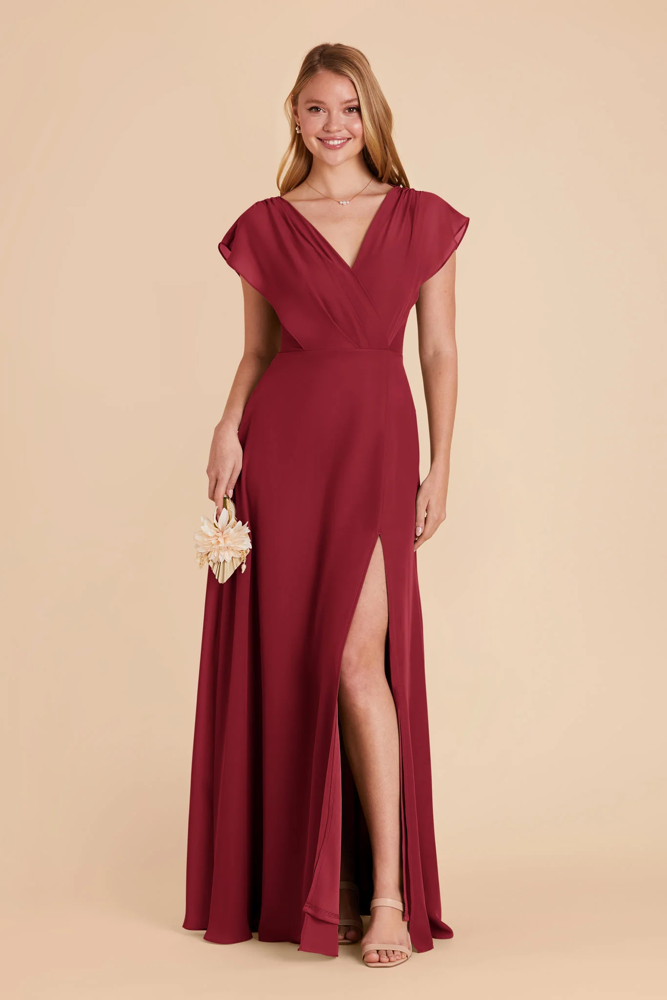 Violet Chiffon Dress - Burgundy - Image 3