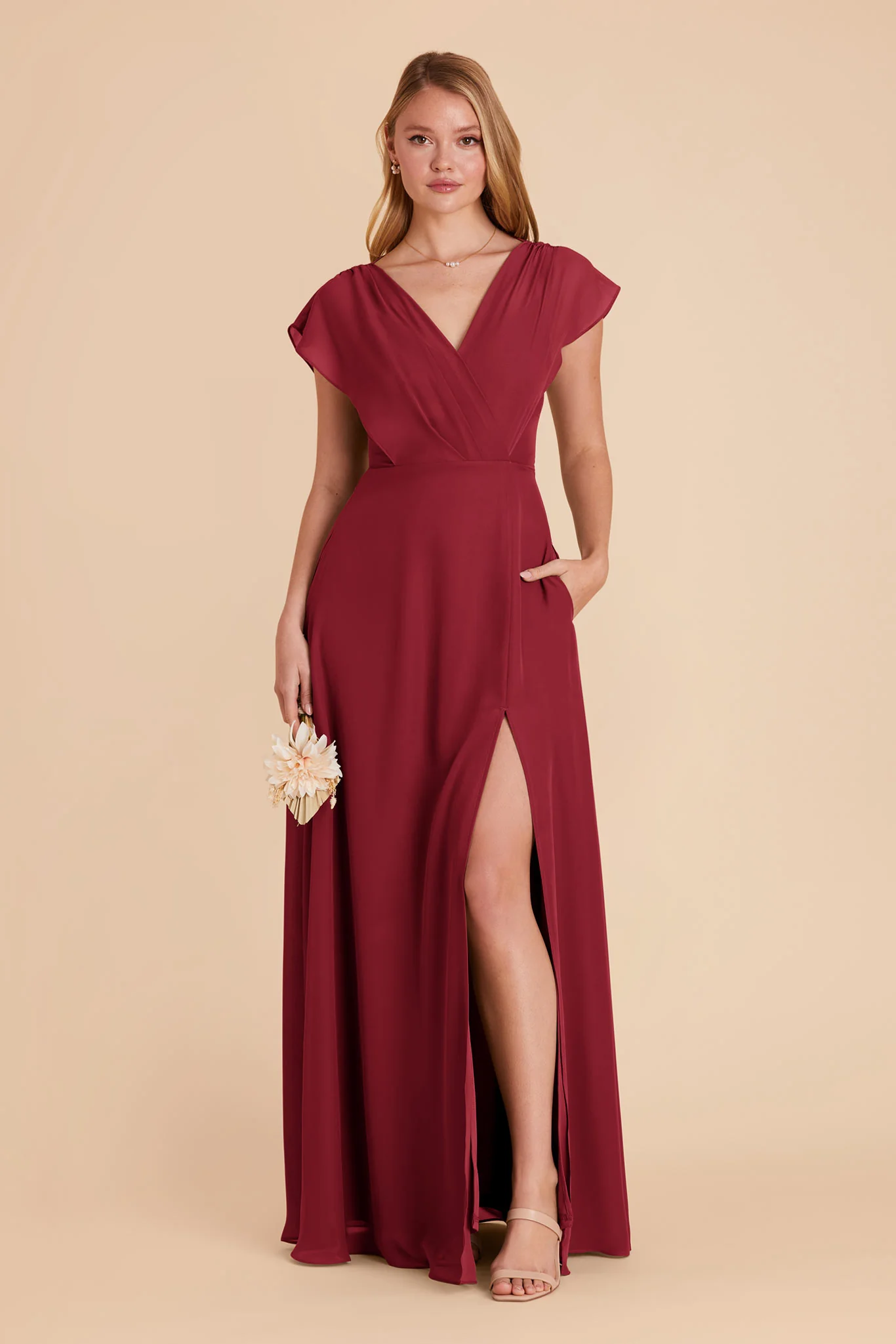 Violet Chiffon Dress - Burgundy - Image 4