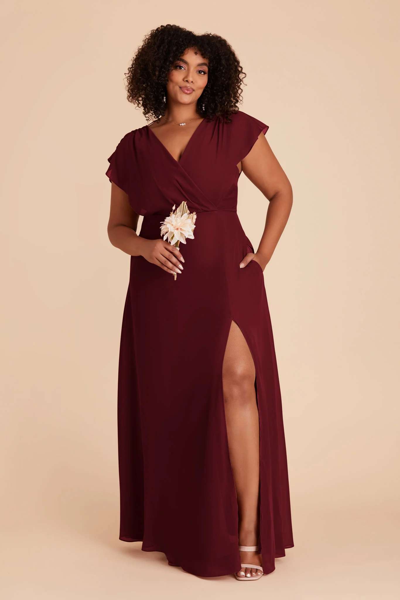 Violet Chiffon Dress - Cabernet - Image 13