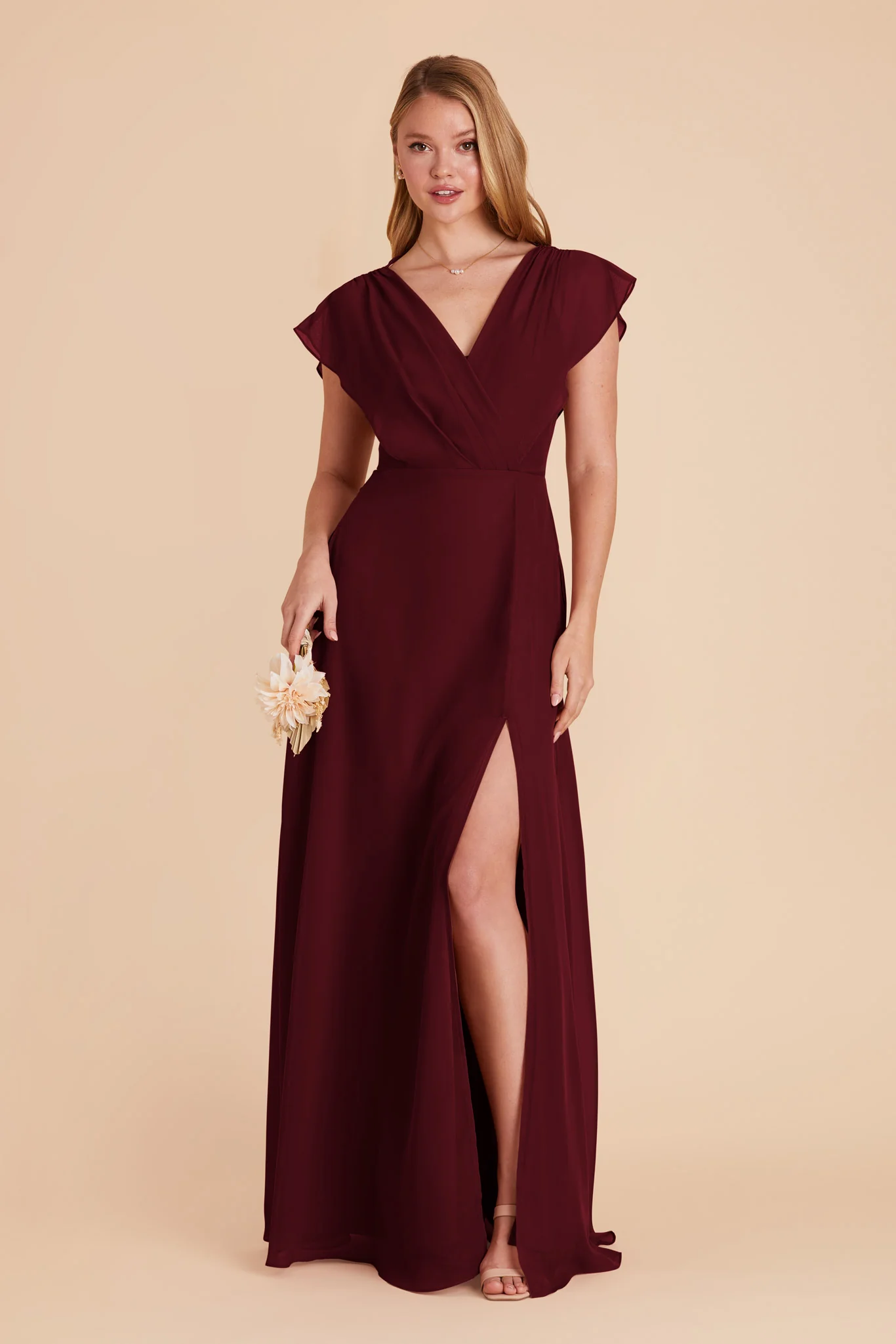 Violet Chiffon Dress - Cabernet - Image 3