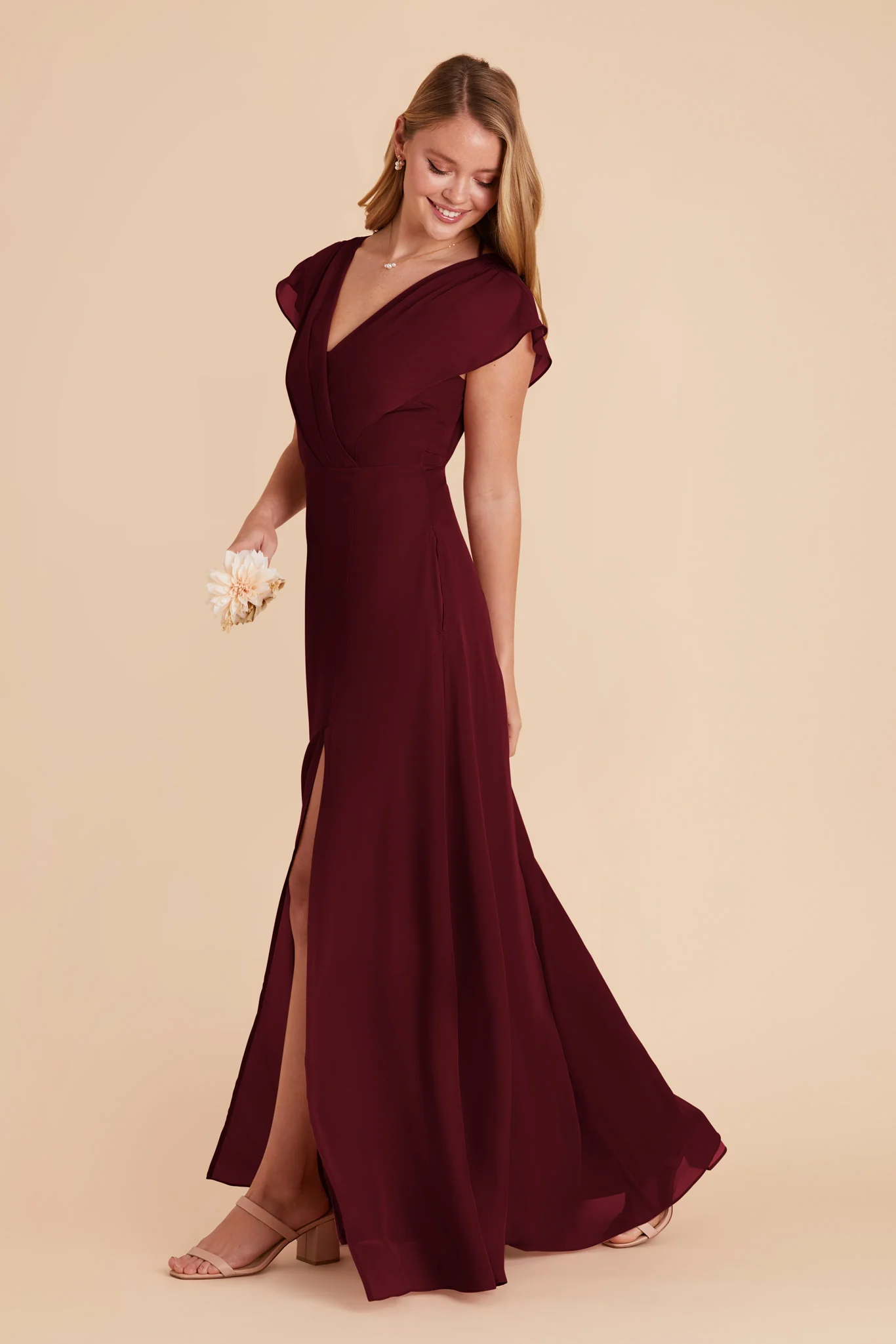 Violet Chiffon Dress - Cabernet - Image 6