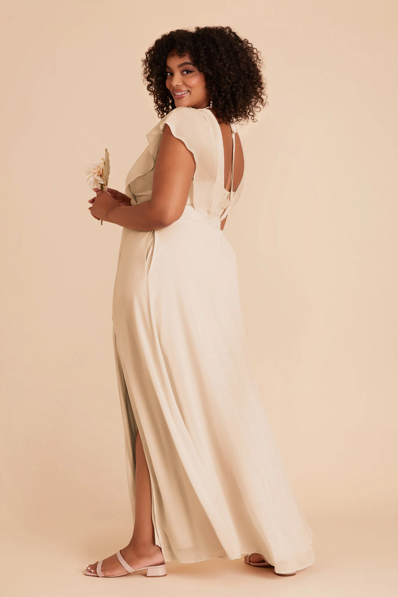 Violet Chiffon Dress - Champagne - Image 15