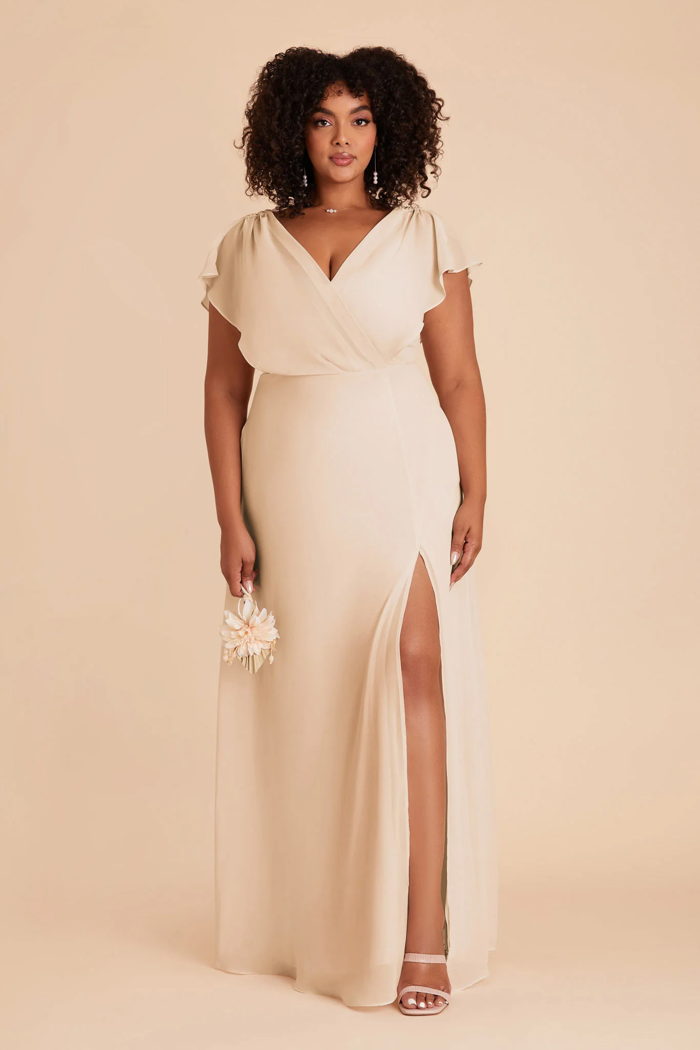 Violet Chiffon Dress - Champagne - Image 2