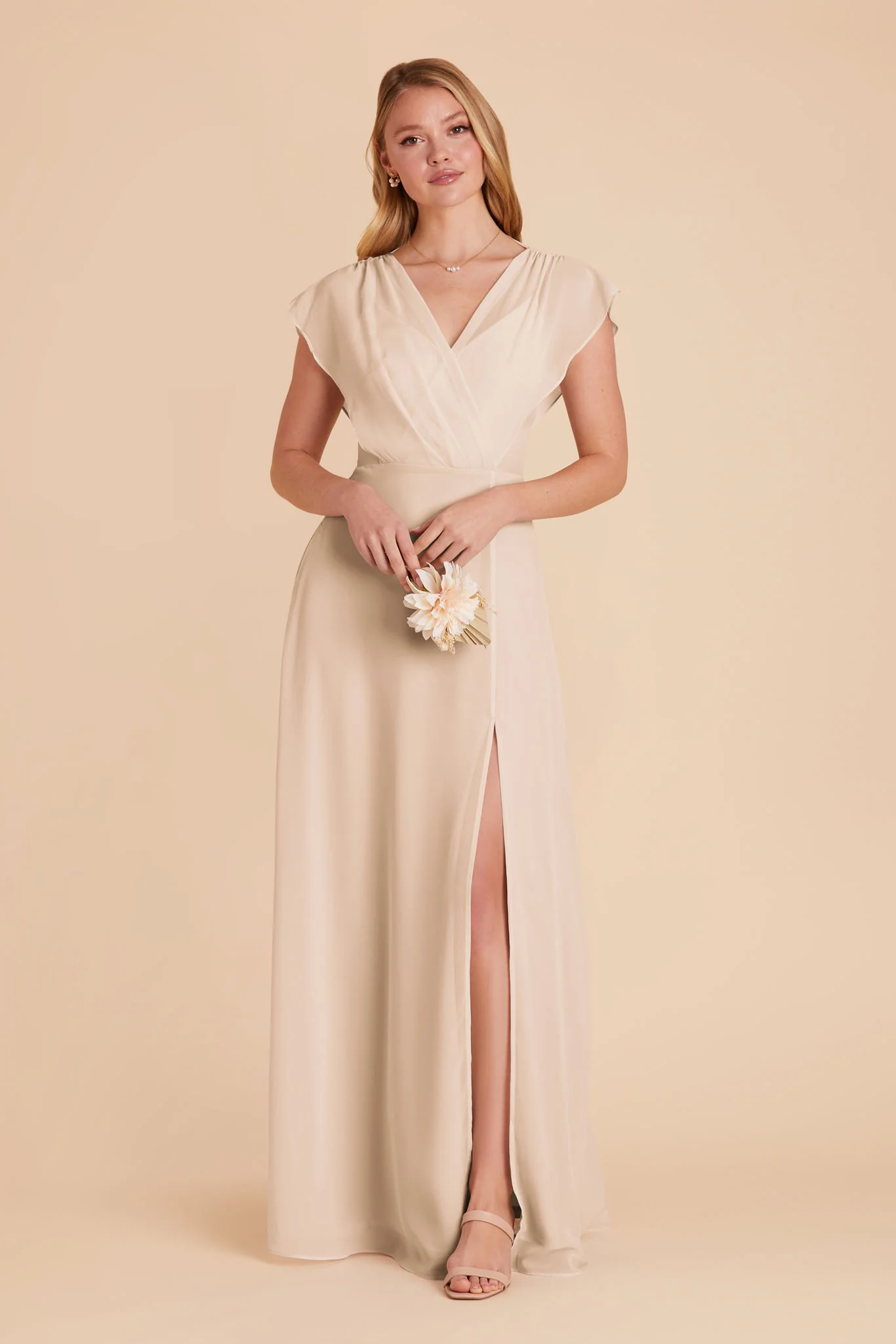 Violet Chiffon Dress - Champagne - Image 5