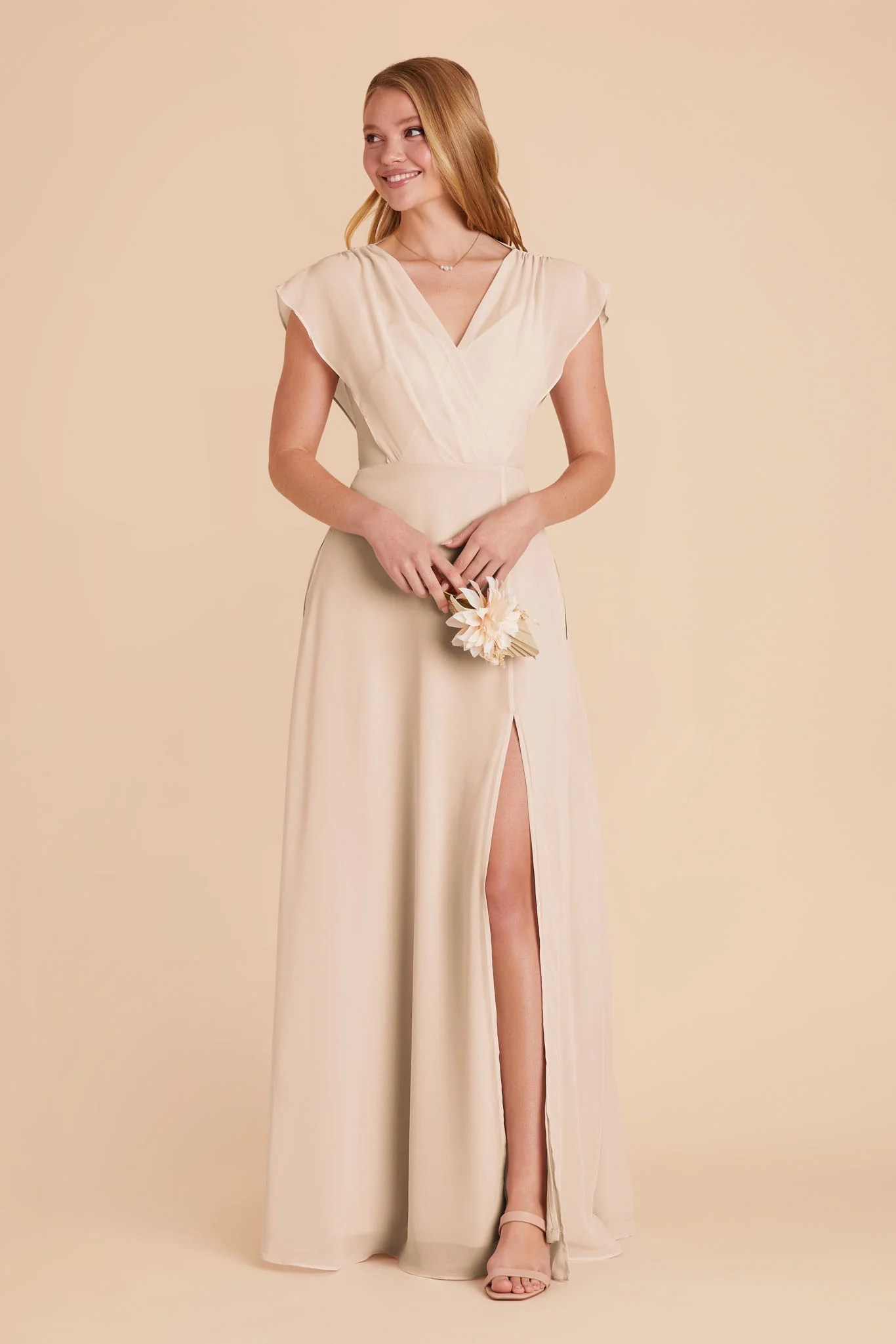 Violet Chiffon Dress - Champagne - Image 8