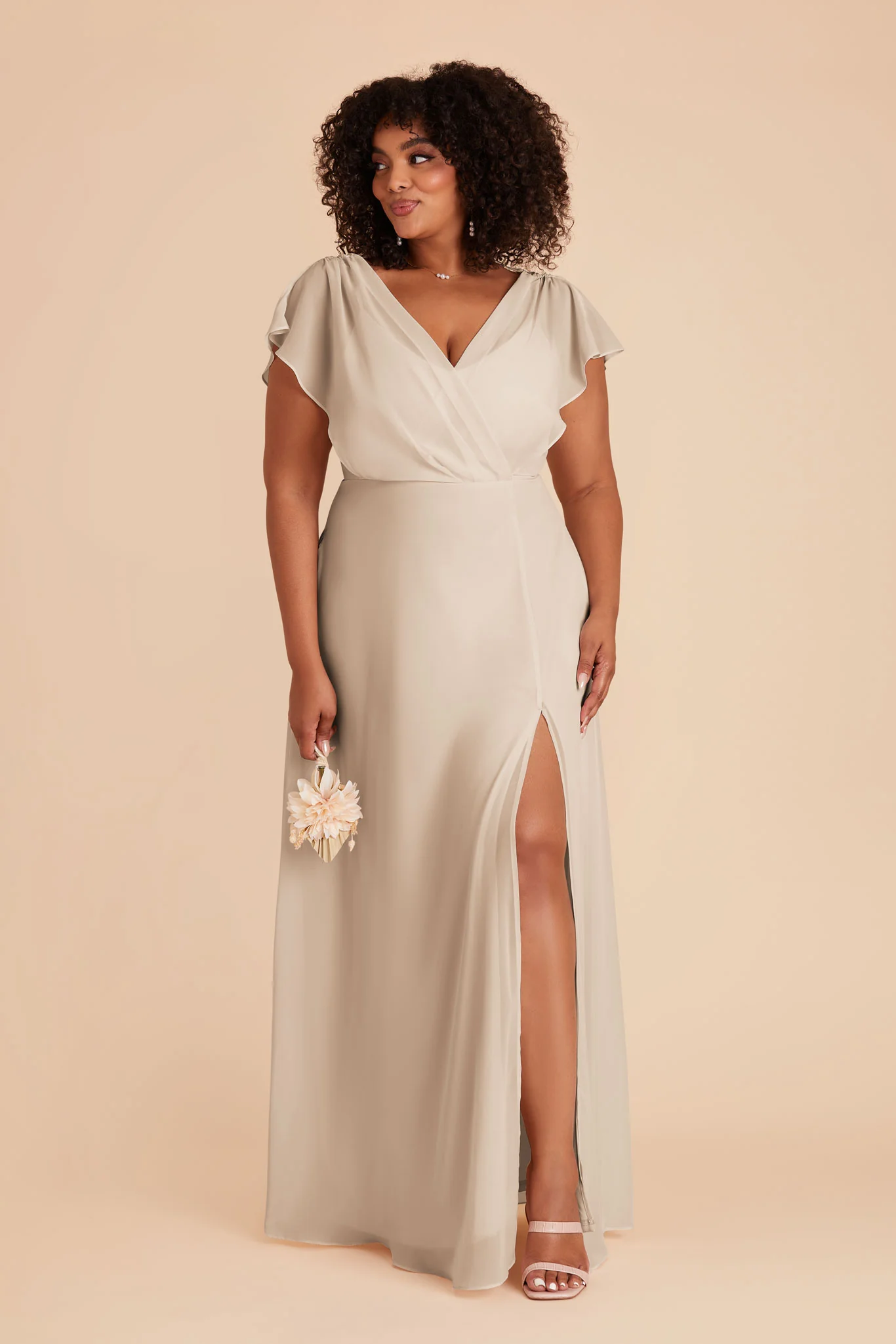 Violet Chiffon Dress - Classic Champagne - Image 13