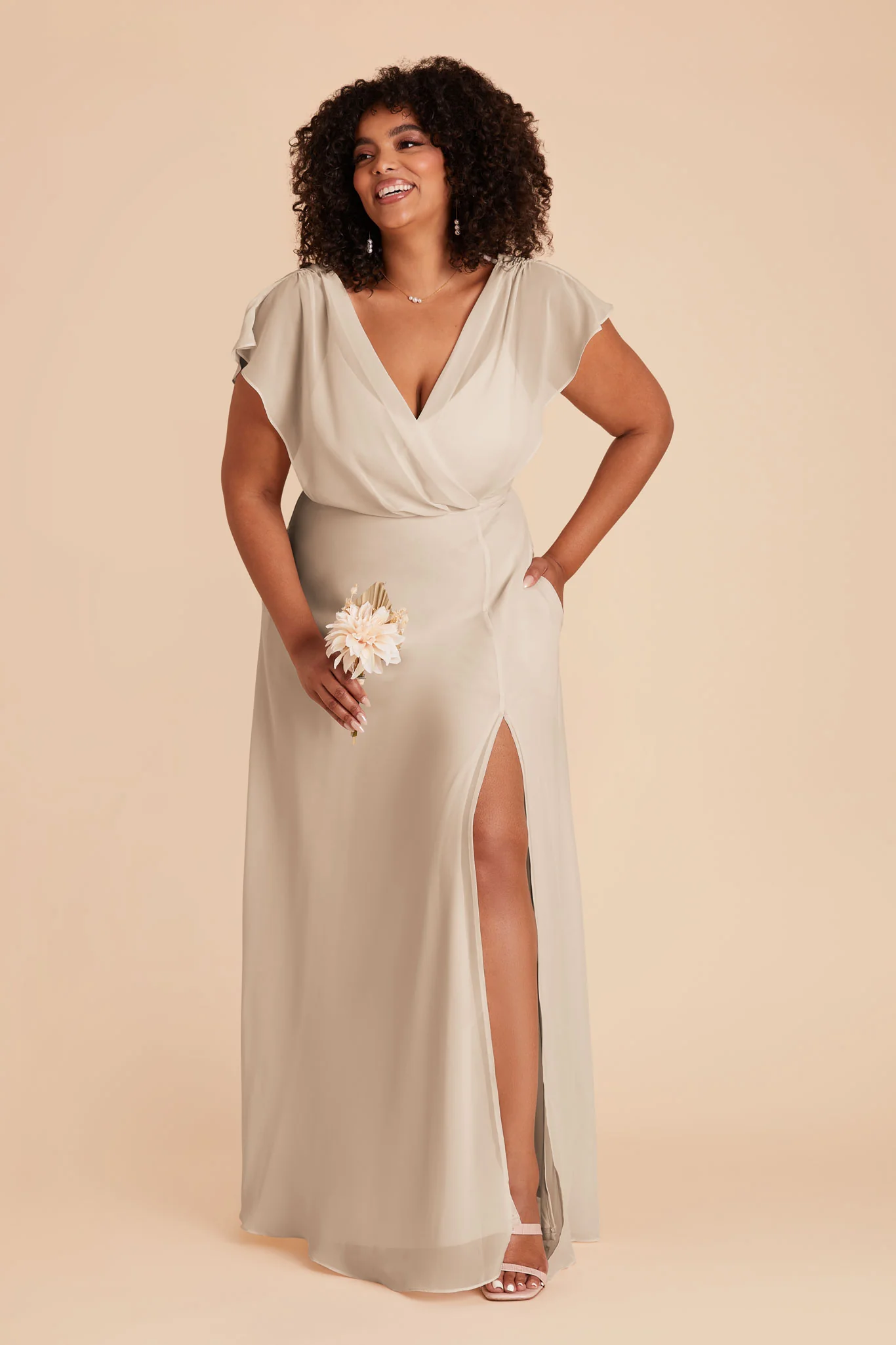 Violet Chiffon Dress - Classic Champagne - Image 14