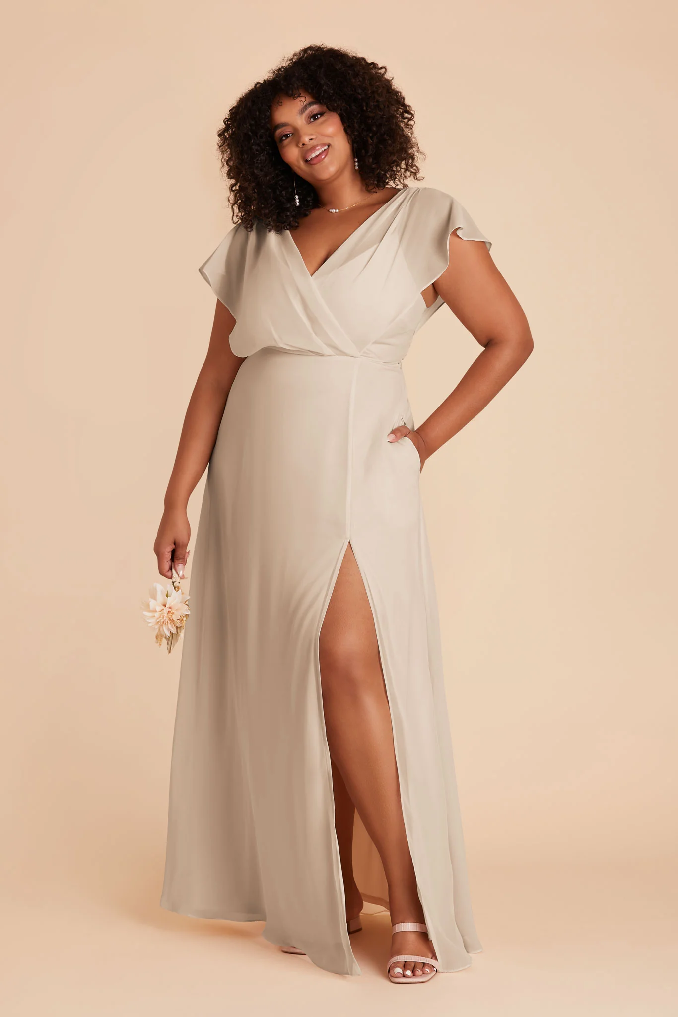 Violet Chiffon Dress - Classic Champagne - Image 15