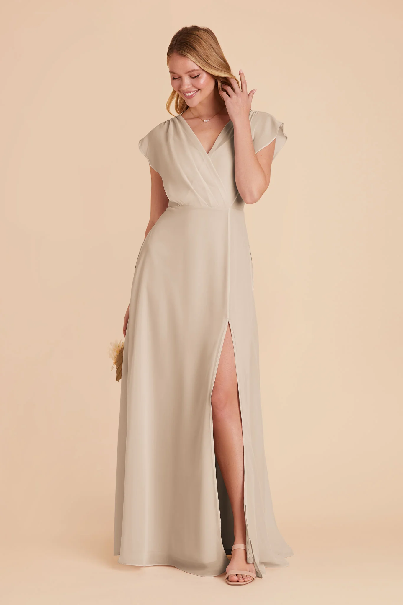 Violet Chiffon Dress - Classic Champagne - Image 8