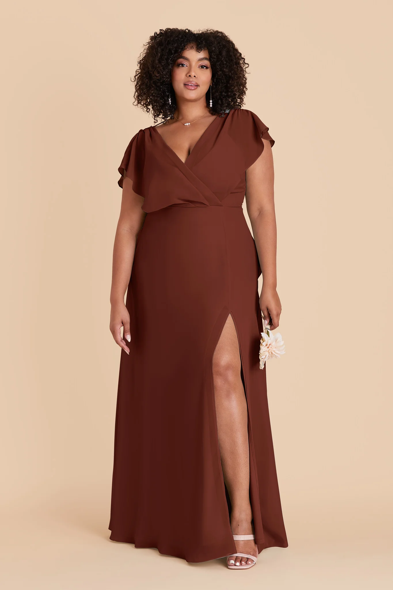 Violet Chiffon Dress - Cognac - Image 2