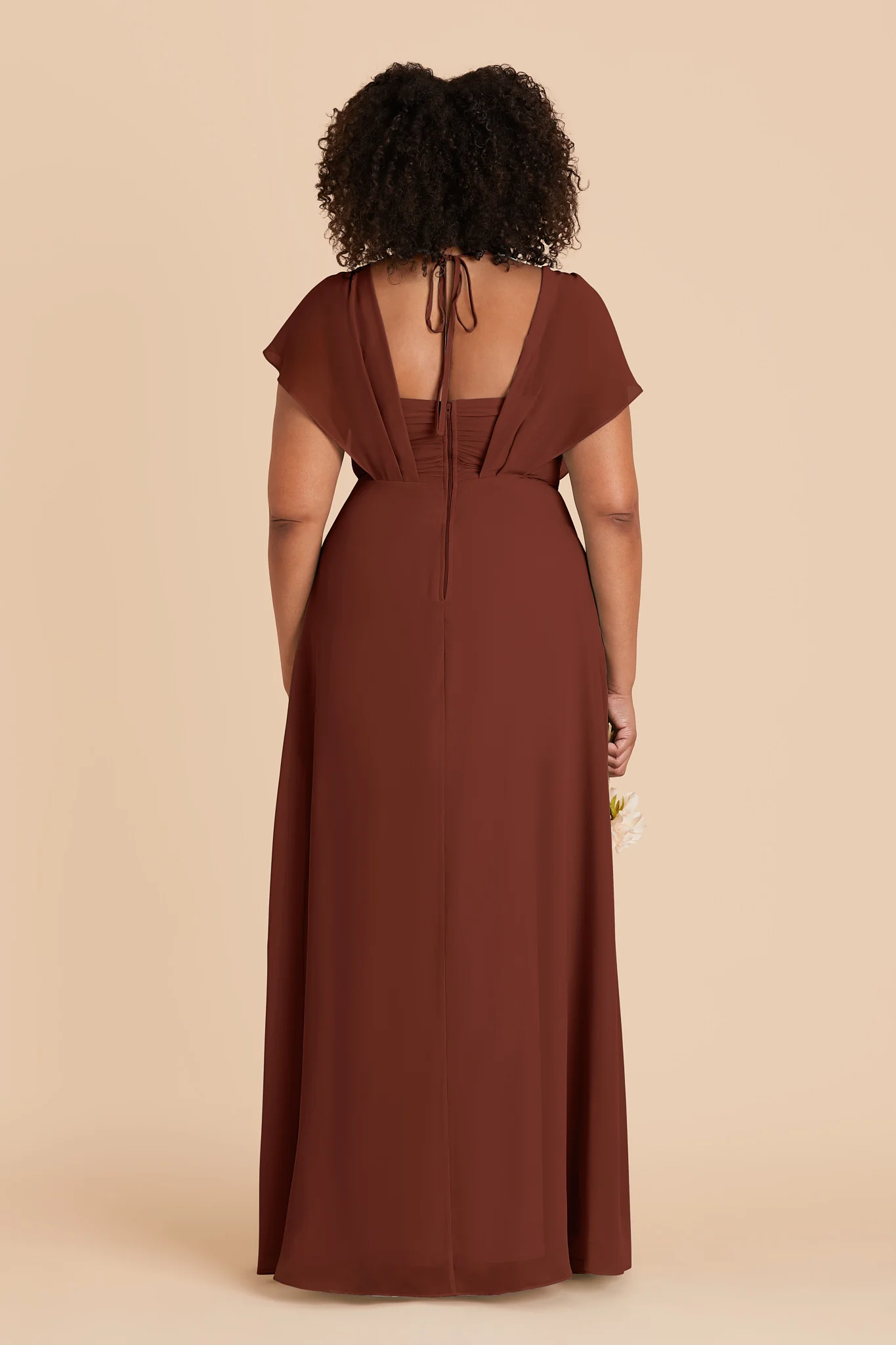 Violet Chiffon Dress - Cognac - Image 6