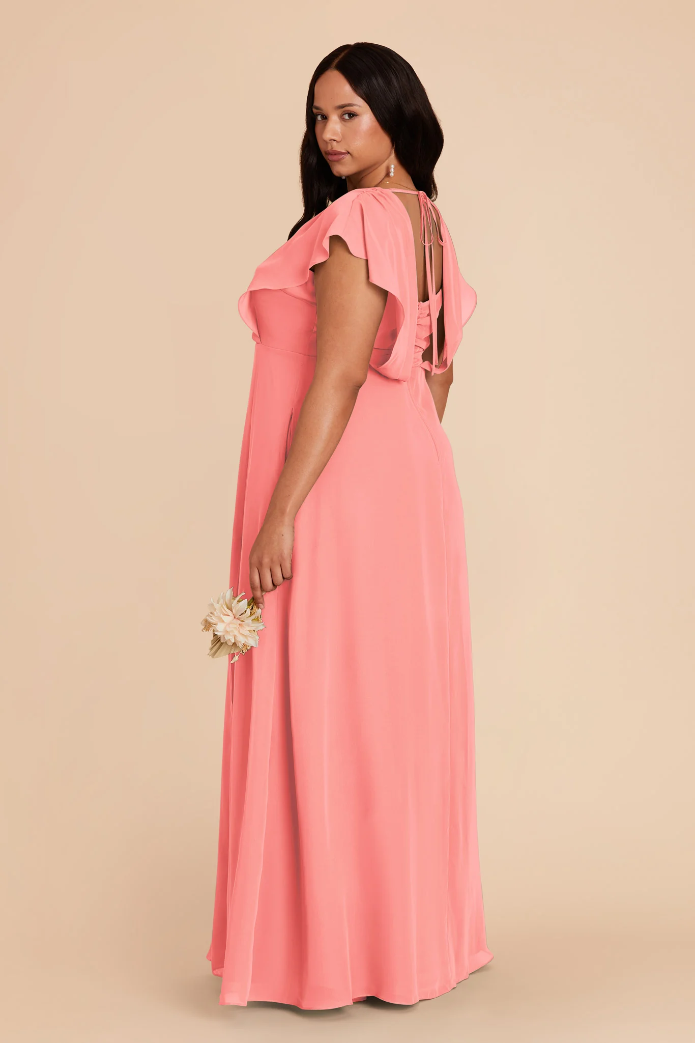 Violet Chiffon Dress - Coral Pink - Image 8