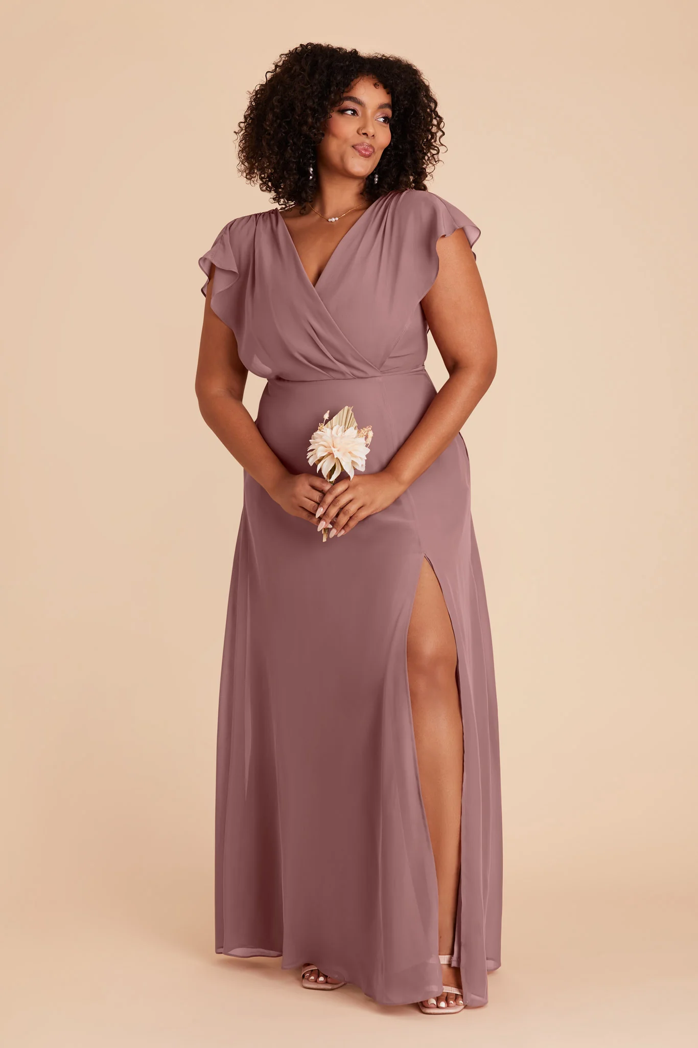 Violet Chiffon Dress - Dark Mauve - Image 13