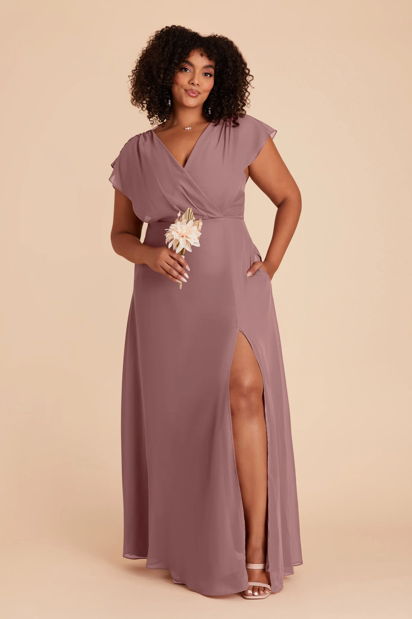Violet Chiffon Dress - Dark Mauve - Image 2