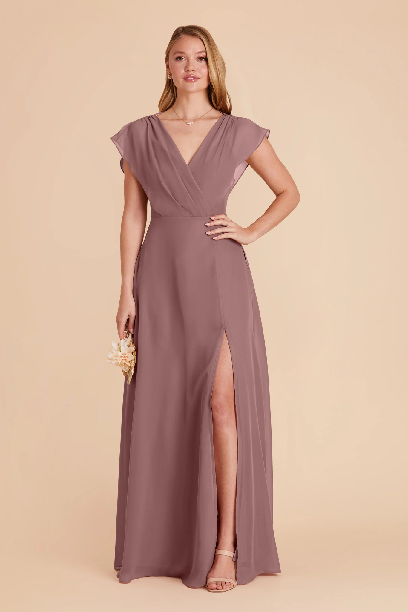 Violet Chiffon Dress - Dark Mauve - Image 7
