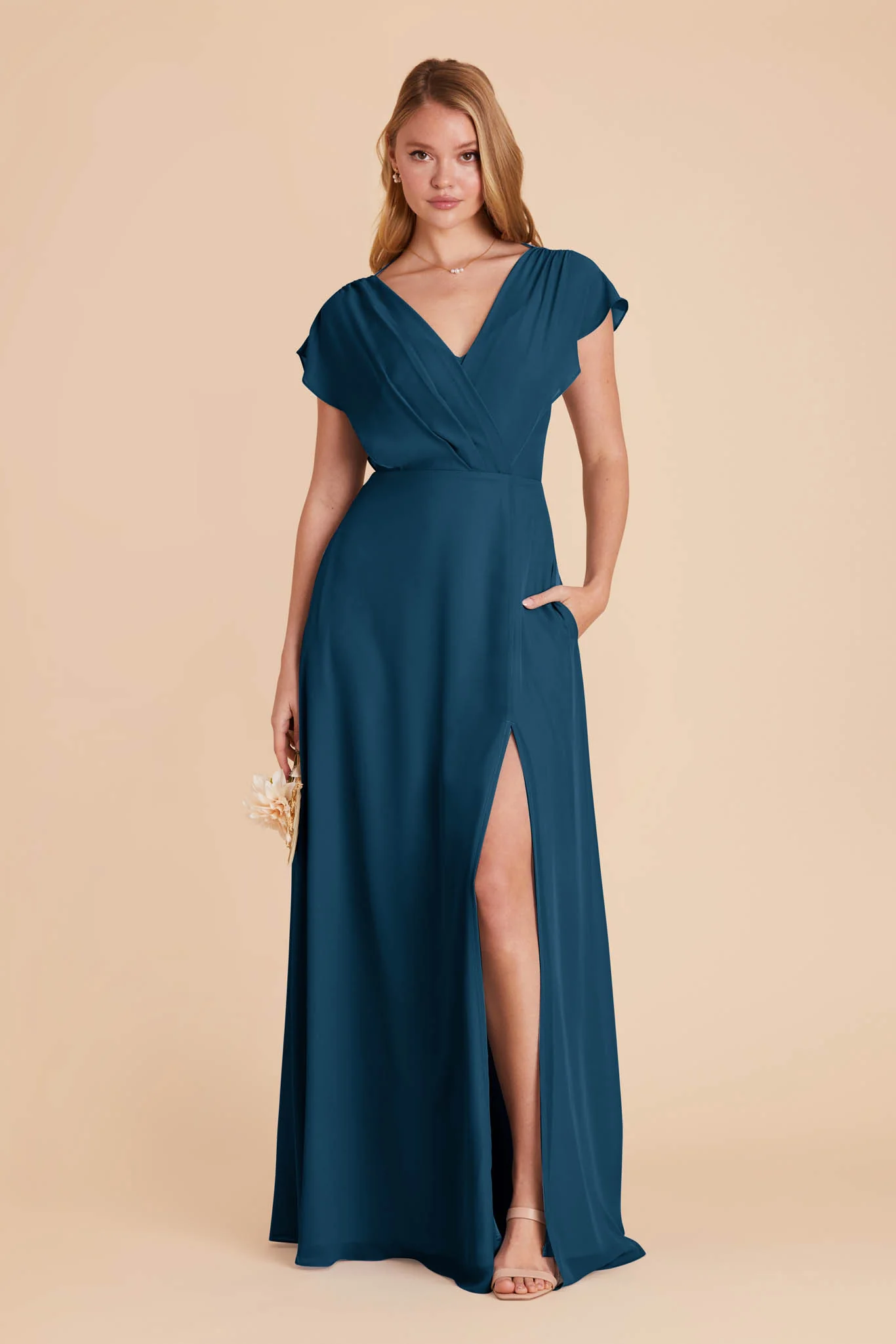 Violet Chiffon Dress - Dark Teal - Image 4