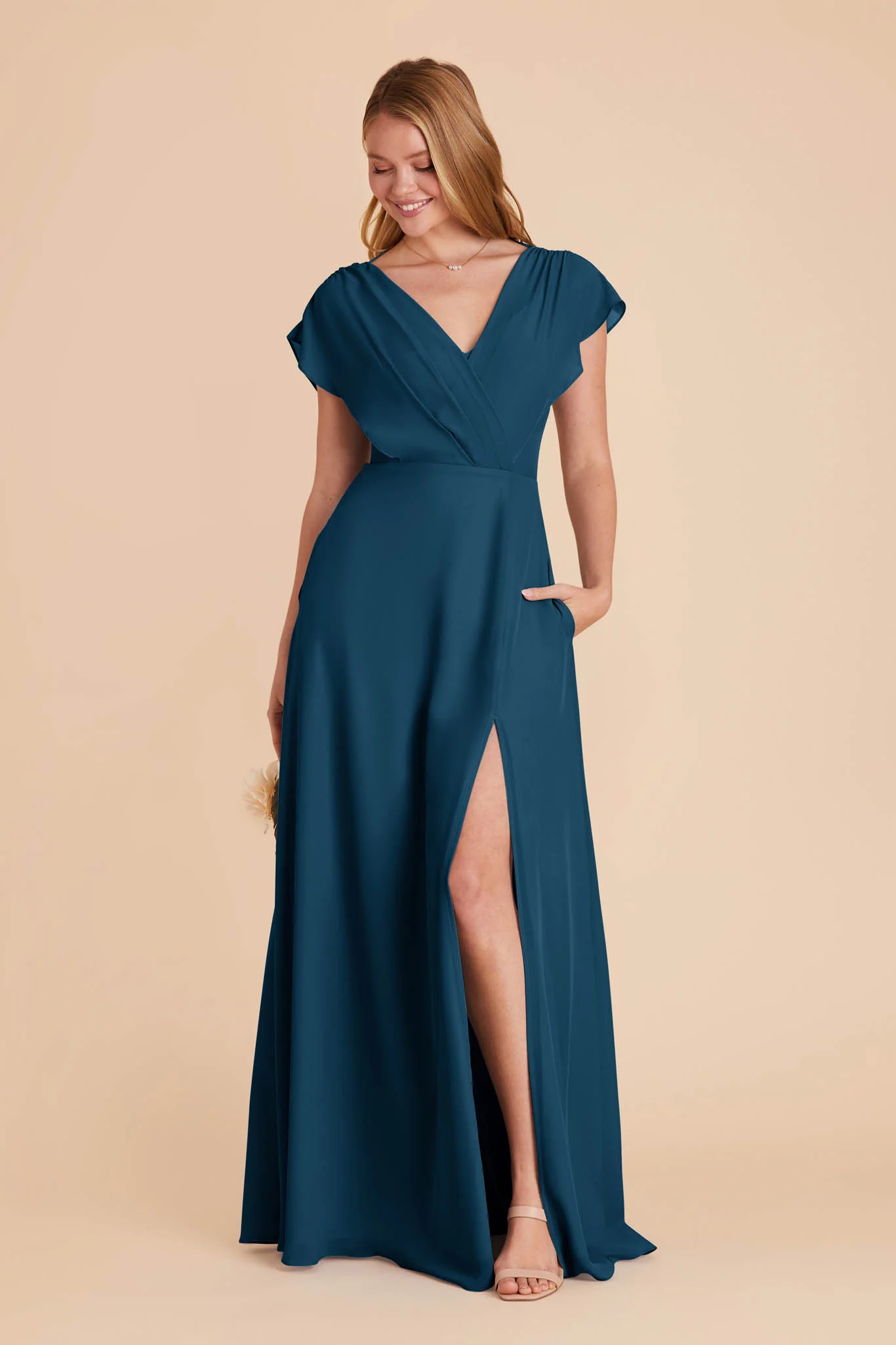 Violet Chiffon Dress - Dark Teal - Image 9