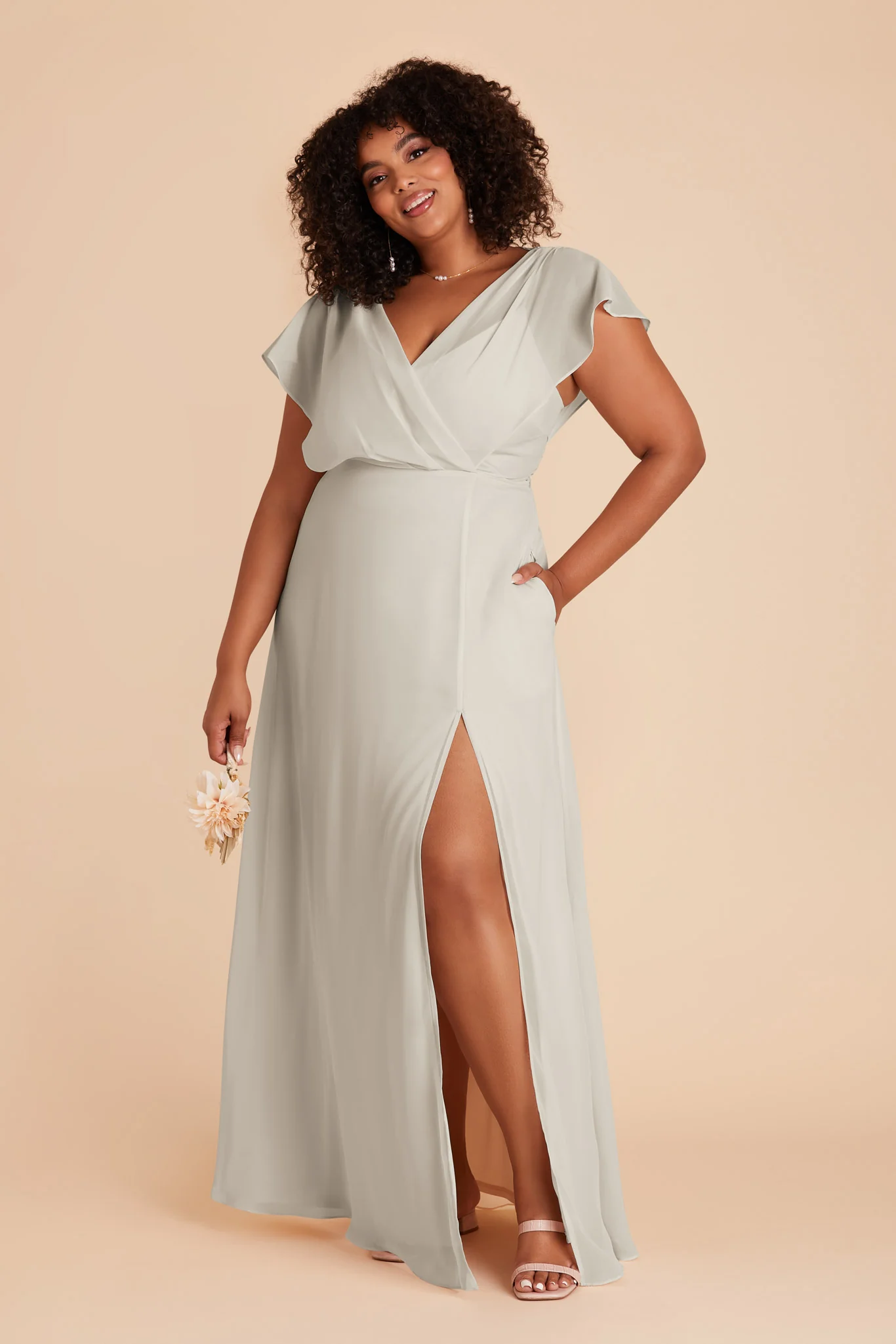 Violet Chiffon Dress - Dove Gray - Image 14