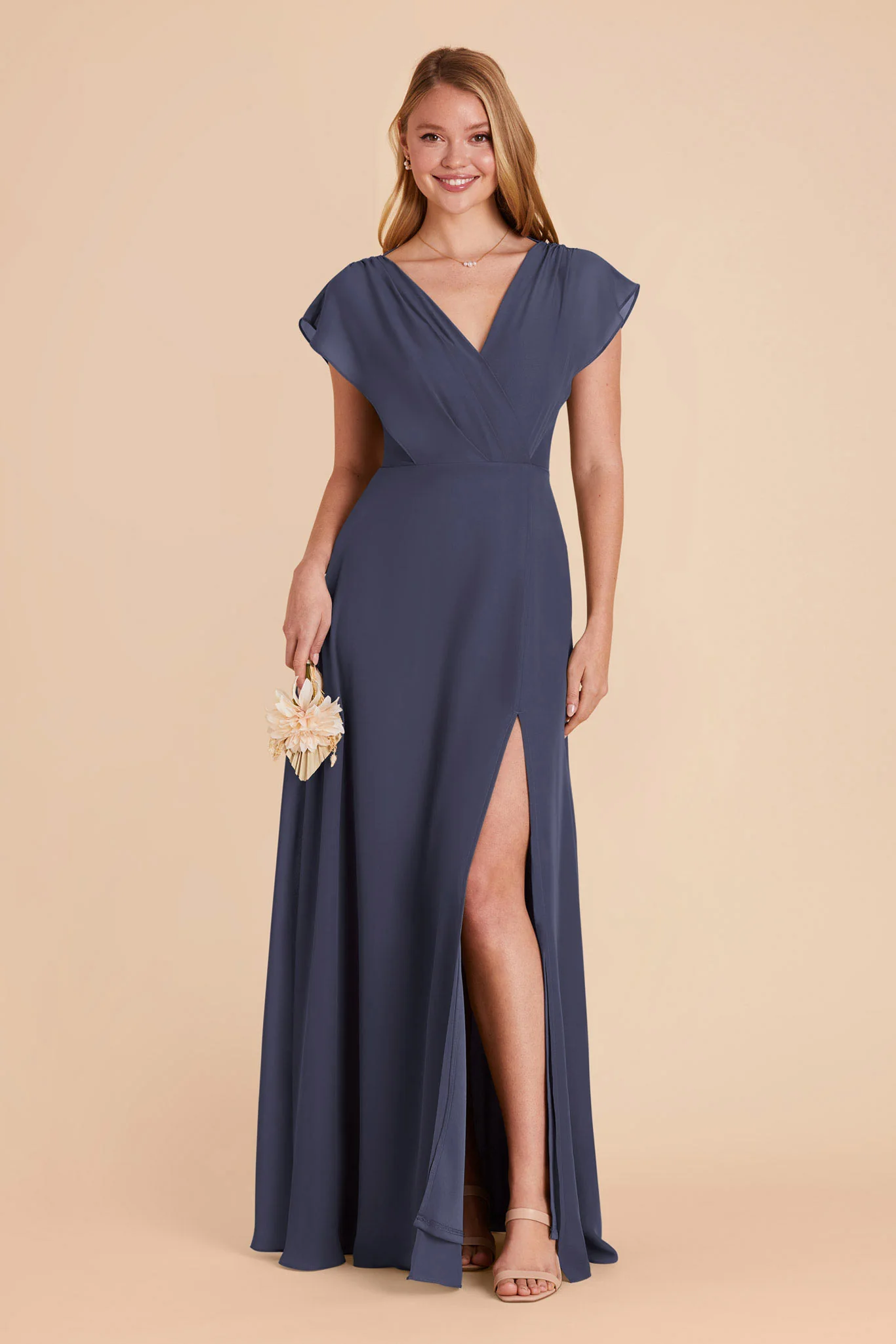 Violet Chiffon Dress - Dusk Blue