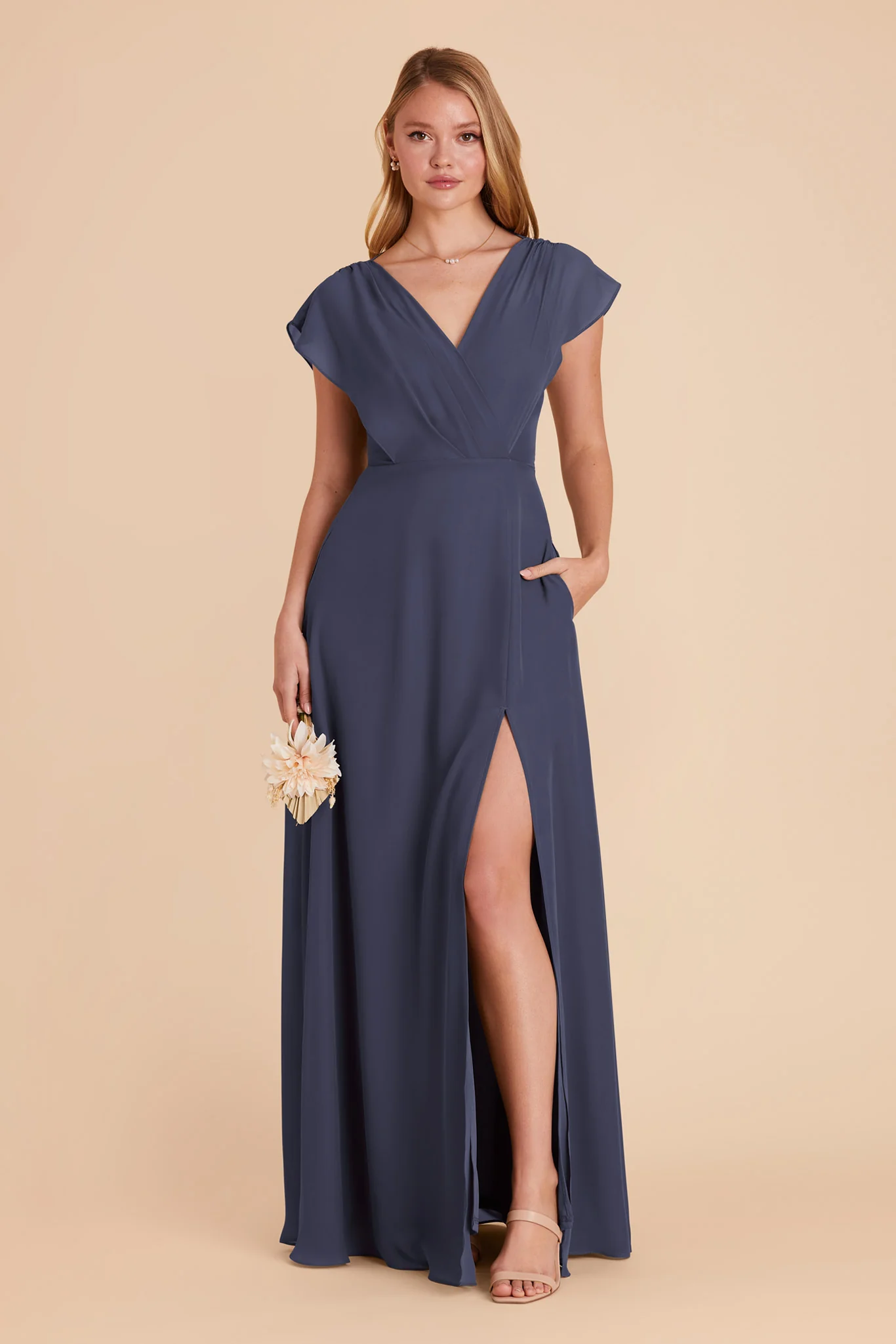 Violet Chiffon Dress - Dusk Blue - Image 3