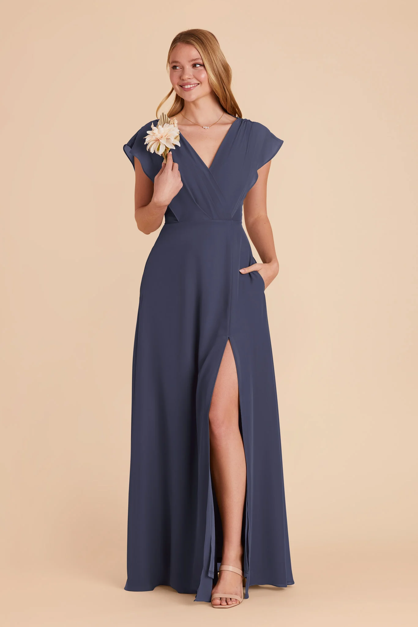 Violet Chiffon Dress - Dusk Blue - Image 4