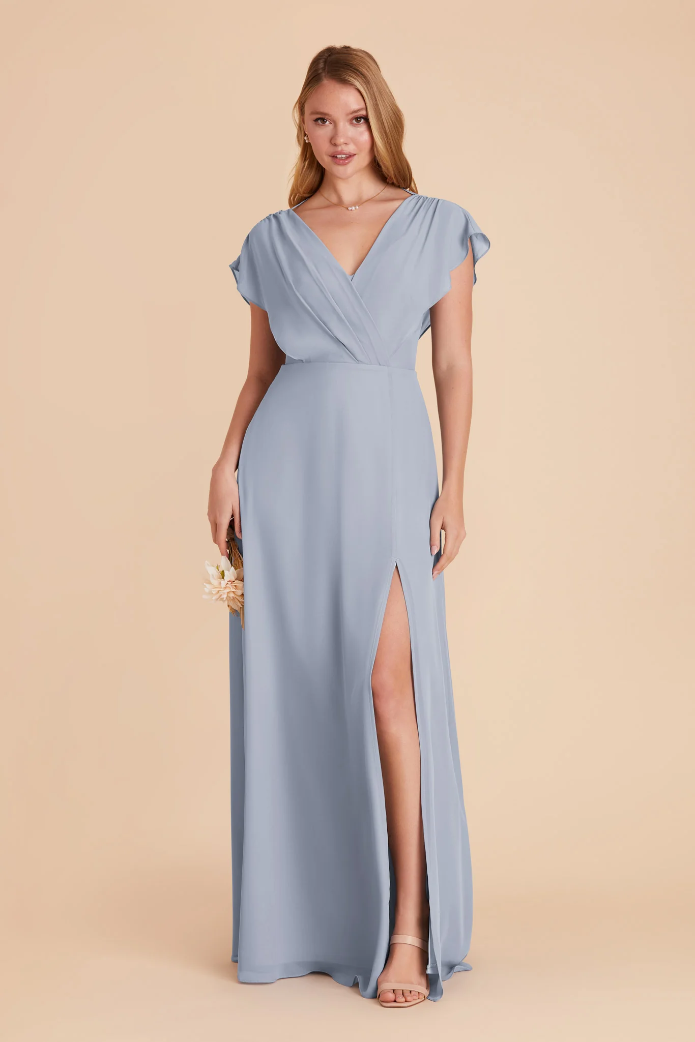 Violet Chiffon Dress - Dusty Blue - Image 5