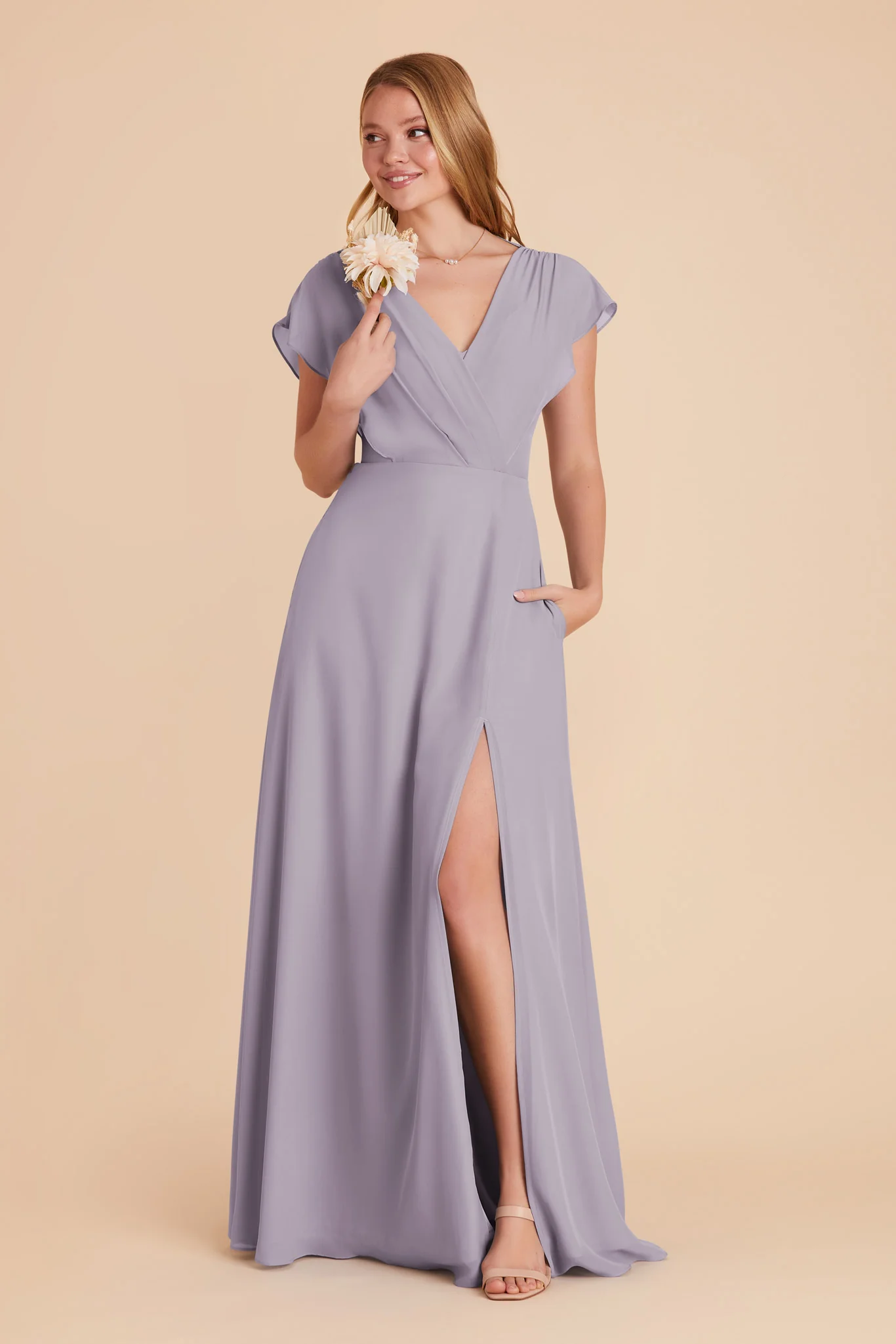 Violet Chiffon Dress - Dusty Lilac - Image 5
