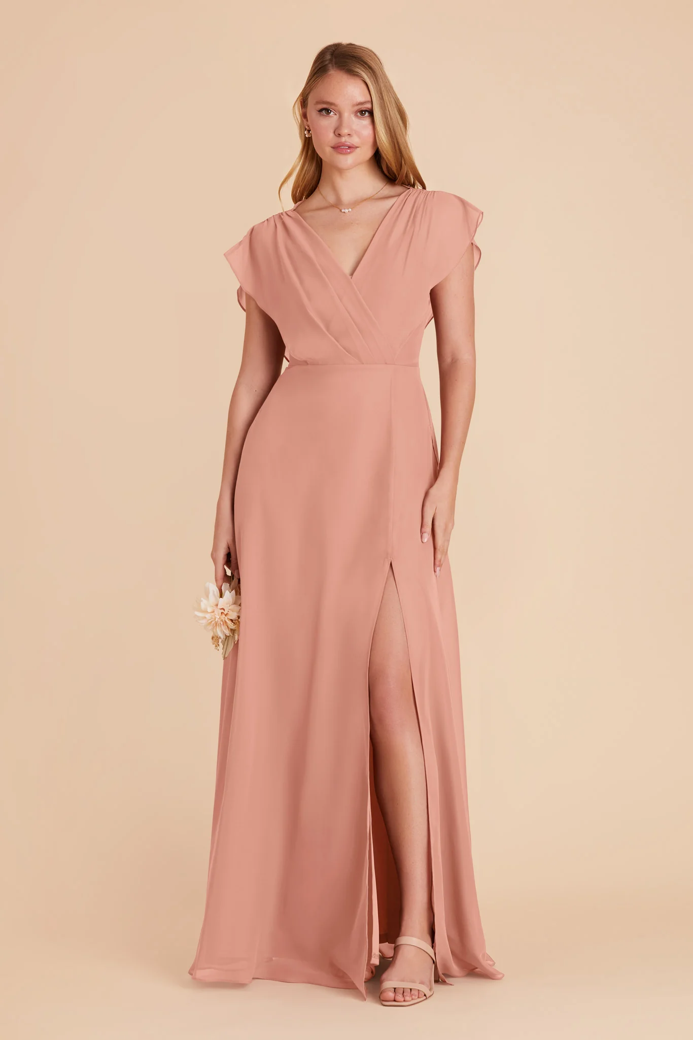 Violet Chiffon Dress - Dusty Rose - Image 3