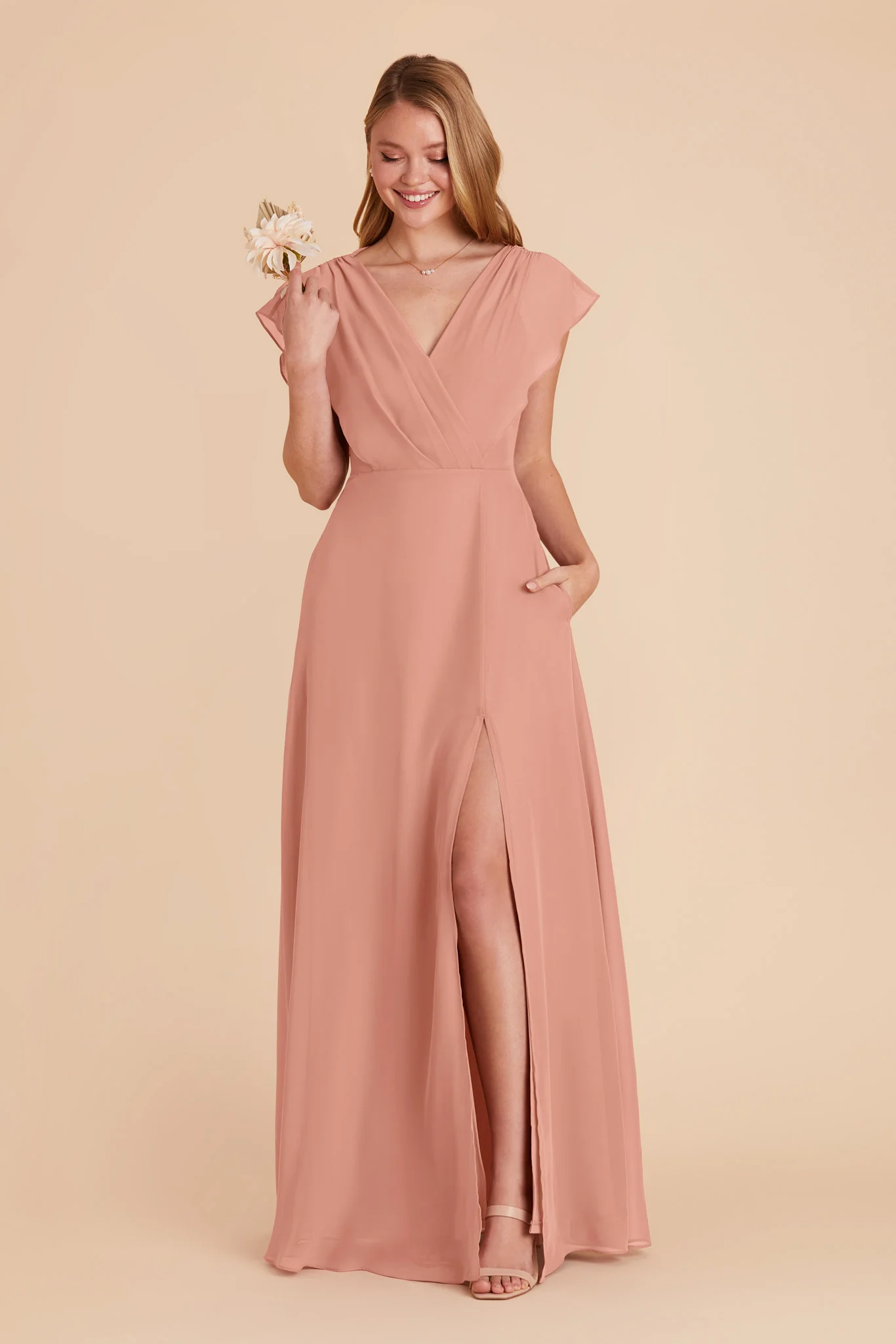 Violet Chiffon Dress - Dusty Rose - Image 9