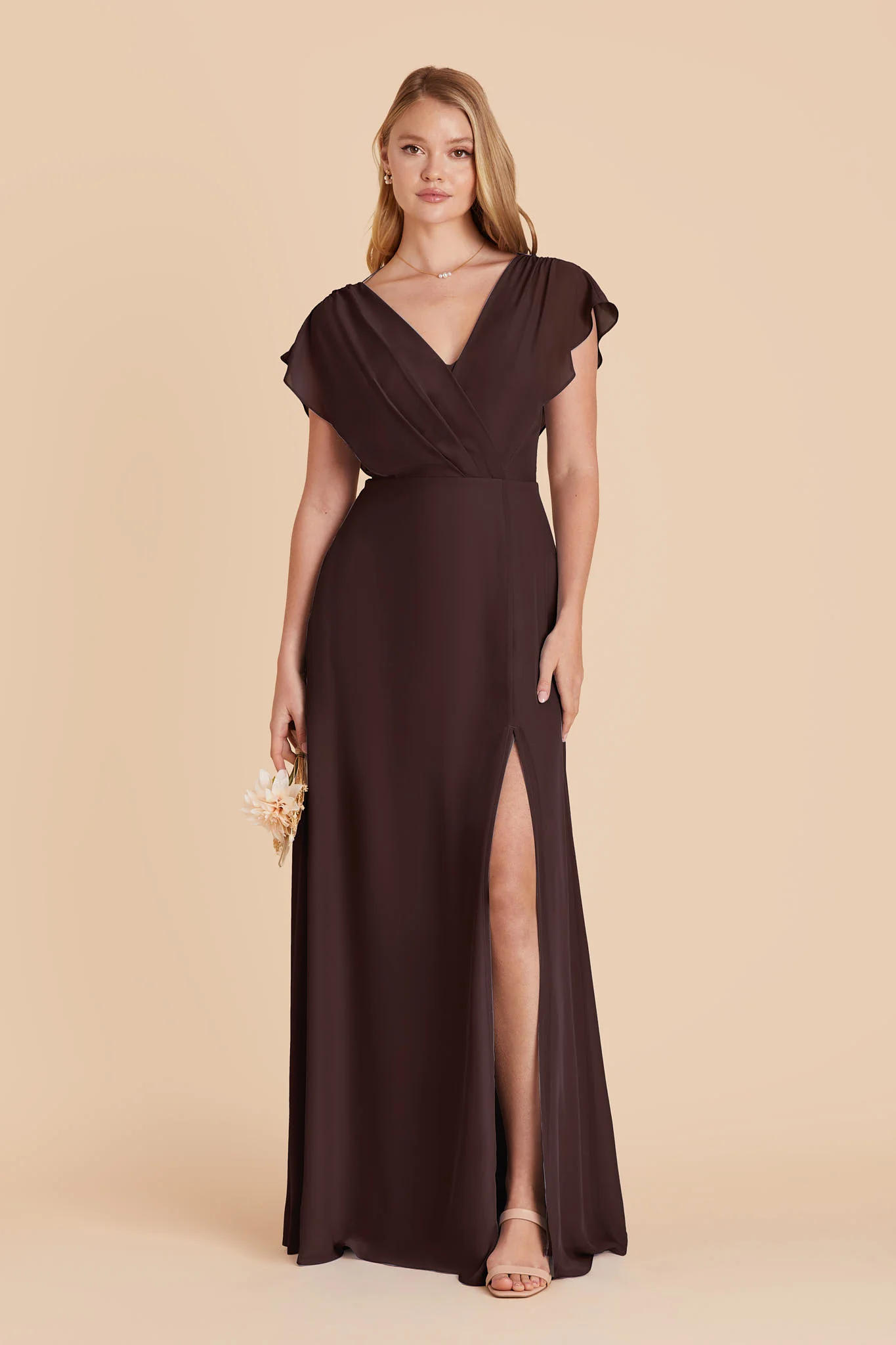 Violet Chiffon Dress - Espresso
